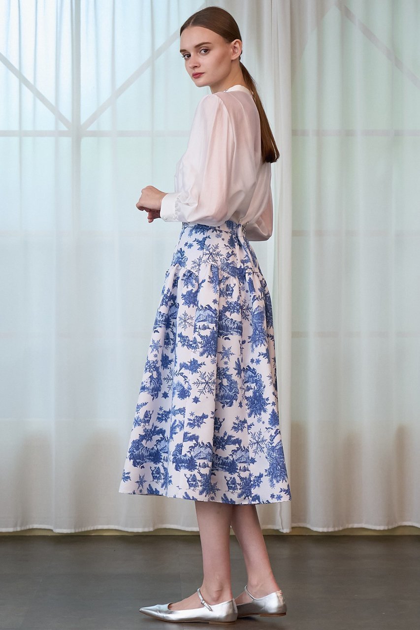 【アナイ/ANAYI】のスノートワルドジュイ切替えスカート 人気、トレンドファッション・服の通販 founy(ファニー) 　ファッション　Fashion　レディースファッション　Fashion for Women　スカート　Skirts　エレガント 上品　Elegant　ギャザー　Gathered, Ruffled　グログラン　Grosgrain, Grosgrain Ribbon　コレクション　Collection, Seasonal Line　テクスチャー　Texture, Textured Fabric　バレエ　Ballet, Ballet Style　プリント　Print, Printed Pattern　ホリデーシーズン　Holiday Season　ミドル　Middle Length, Mid Height　モチーフ　Motif, Design Theme　冬　Winter / This Winter　other-4|ID: prp329100004222339 ipo3291000000032823548