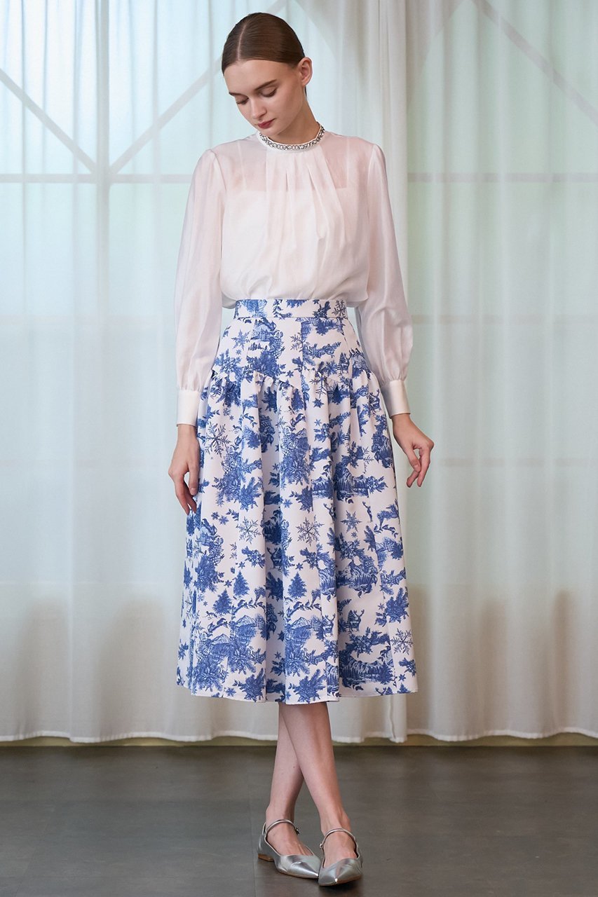【アナイ/ANAYI】のスノートワルドジュイ切替えスカート 人気、トレンドファッション・服の通販 founy(ファニー) 　ファッション　Fashion　レディースファッション　Fashion for Women　スカート　Skirts　エレガント 上品　Elegant　ギャザー　Gathered, Ruffled　グログラン　Grosgrain, Grosgrain Ribbon　コレクション　Collection, Seasonal Line　テクスチャー　Texture, Textured Fabric　バレエ　Ballet, Ballet Style　プリント　Print, Printed Pattern　ホリデーシーズン　Holiday Season　ミドル　Middle Length, Mid Height　モチーフ　Motif, Design Theme　冬　Winter / This Winter　other-5|ID: prp329100004222339 ipo3291000000032823549