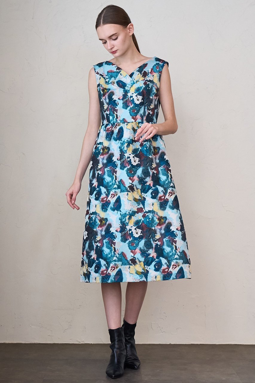 【アナイ/ANAYI】のオーロラジャガードVネックワンピース 人気、トレンドファッション・服の通販 founy(ファニー) 　ファッション　Fashion　レディースファッション　Fashion for Women　ワンピース　Dresses　チュニック　Tunic Tops & Dresses　イタリア　Italy　エレガント 上品　Elegant　カーディガン　Cardigan, Knitwear　ギャザー　Gathered, Ruffled　コレクション　Collection, Seasonal Line　シンプル　Simple, Minimal　ジャカード／ジャガード　Jacquard, Woven Pattern　ジャケット　Jacket, Outerwear　チュニック　Tunic, Long Top　テクスチャー　Texture, Textured Fabric　デコルテ　Décolleté, Neckline　バレエ　Ballet, Ballet Style　フロント　Front, Front Design　別注　Limited Edition, Custom Order　冬　Winter / This Winter　other-7|ID: prp329100004222342 ipo3291000000032889790