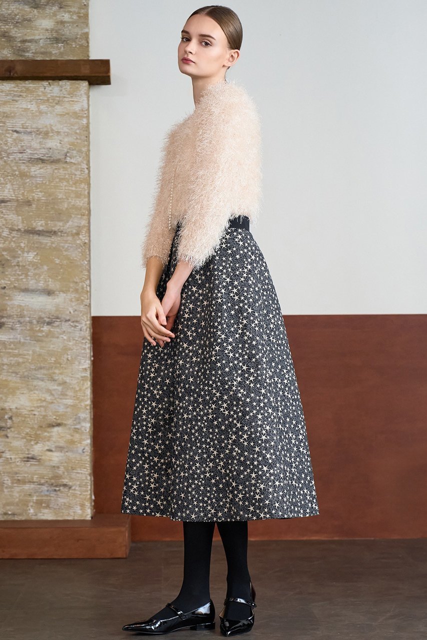 【アナイ/ANAYI】のスターダストジャガードタックフレアスカート 人気、トレンドファッション・服の通販 founy(ファニー) 　ファッション　Fashion　レディースファッション　Fashion for Women　スカート　Skirts　Aライン・フレアスカート　A-Line & Flared Skirts　ロングスカート　Long Skirts / Maxi & Midi Skirts　イタリア　Italy　グログラン　Grosgrain, Grosgrain Ribbon　コレクション　Collection, Seasonal Line　ジャカード／ジャガード　Jacquard, Woven Pattern　テクスチャー　Texture, Textured Fabric　バレエ　Ballet, Ballet Style　モチーフ　Motif, Design Theme　モノトーン　Monotone, Black and White　ロング　Long, Long-Length　冬　Winter / This Winter　おすすめ　Recommended / Our Picks　other-7|ID: prp329100004222345 ipo3291000000032823557