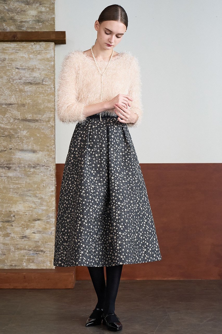 【アナイ/ANAYI】のスターダストジャガードタックフレアスカート 人気、トレンドファッション・服の通販 founy(ファニー) 　ファッション　Fashion　レディースファッション　Fashion for Women　スカート　Skirts　Aライン・フレアスカート　A-Line & Flared Skirts　ロングスカート　Long Skirts / Maxi & Midi Skirts　イタリア　Italy　グログラン　Grosgrain, Grosgrain Ribbon　コレクション　Collection, Seasonal Line　ジャカード／ジャガード　Jacquard, Woven Pattern　テクスチャー　Texture, Textured Fabric　バレエ　Ballet, Ballet Style　モチーフ　Motif, Design Theme　モノトーン　Monotone, Black and White　ロング　Long, Long-Length　冬　Winter / This Winter　おすすめ　Recommended / Our Picks　other-8|ID: prp329100004222345 ipo3291000000032823558