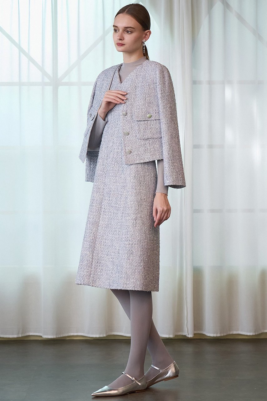 【アナイ/ANAYI】のメタルシャギーツイードワンピース 人気、トレンドファッション・服の通販 founy(ファニー) 　ファッション　Fashion　レディースファッション　Fashion for Women　ワンピース　Dresses　チュニック　Tunic Tops & Dresses　コレクション　Collection, Seasonal Line　ジャケット　Jacket, Outerwear　ジュエリー　Jewelry, Accessories　セットアップ　Set-Up, Coordinated Outfit　チュニック　Tunic, Long Top　ツイード　Twill, Twill Weave　テクスチャー　Texture, Textured Fabric　デコルテ　Décolleté, Neckline　バレエ　Ballet, Ballet Style　冬　Winter / This Winter　エレガント 上品　Elegant　other-7|ID: prp329100004222348 ipo3291000000032889432