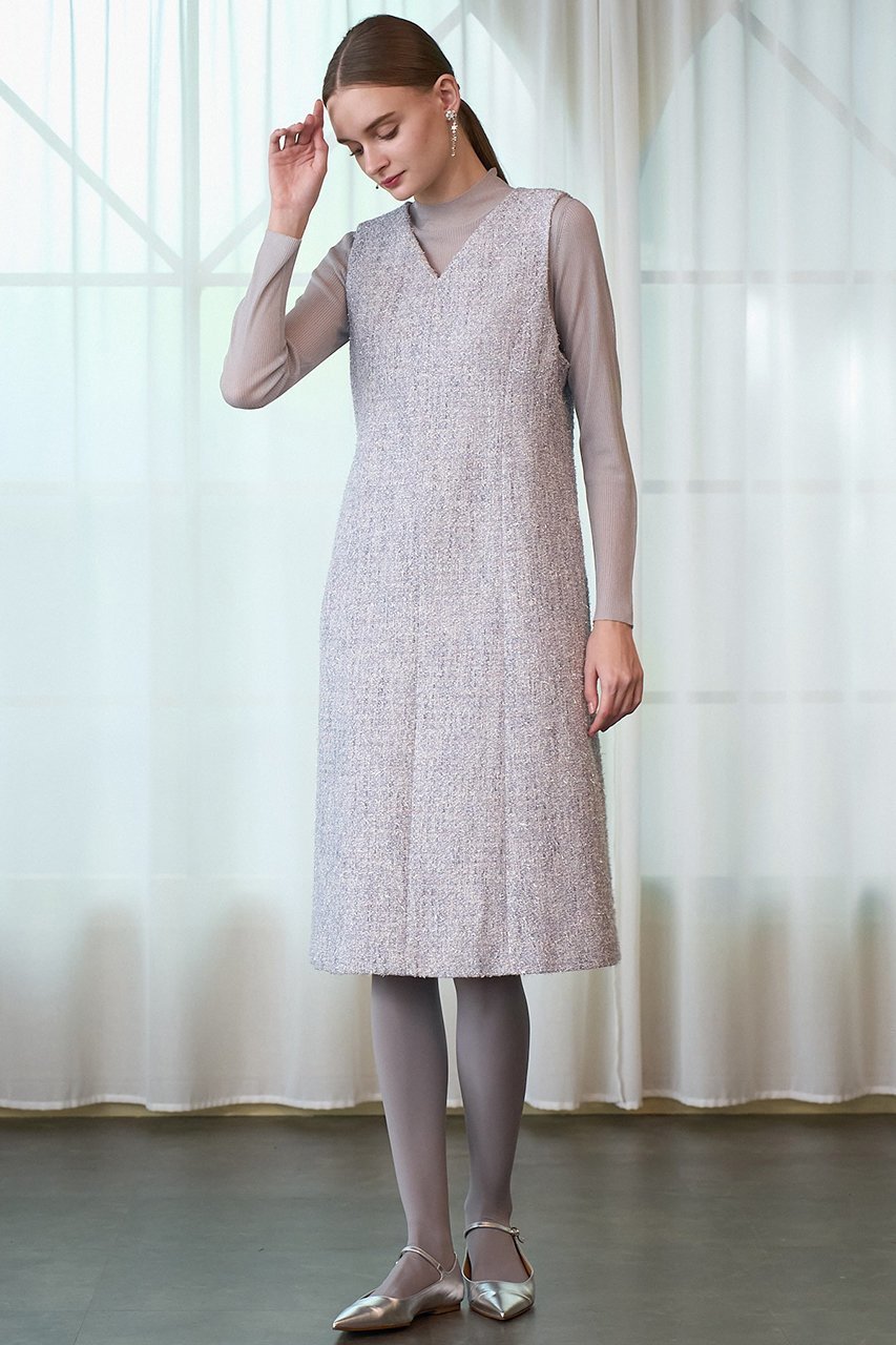 【アナイ/ANAYI】のメタルシャギーツイードワンピース 人気、トレンドファッション・服の通販 founy(ファニー) 　ファッション　Fashion　レディースファッション　Fashion for Women　ワンピース　Dresses　チュニック　Tunic Tops & Dresses　コレクション　Collection, Seasonal Line　ジャケット　Jacket, Outerwear　ジュエリー　Jewelry, Accessories　セットアップ　Set-Up, Coordinated Outfit　チュニック　Tunic, Long Top　ツイード　Twill, Twill Weave　テクスチャー　Texture, Textured Fabric　デコルテ　Décolleté, Neckline　バレエ　Ballet, Ballet Style　冬　Winter / This Winter　エレガント 上品　Elegant　other-8|ID: prp329100004222348 ipo3291000000032889436