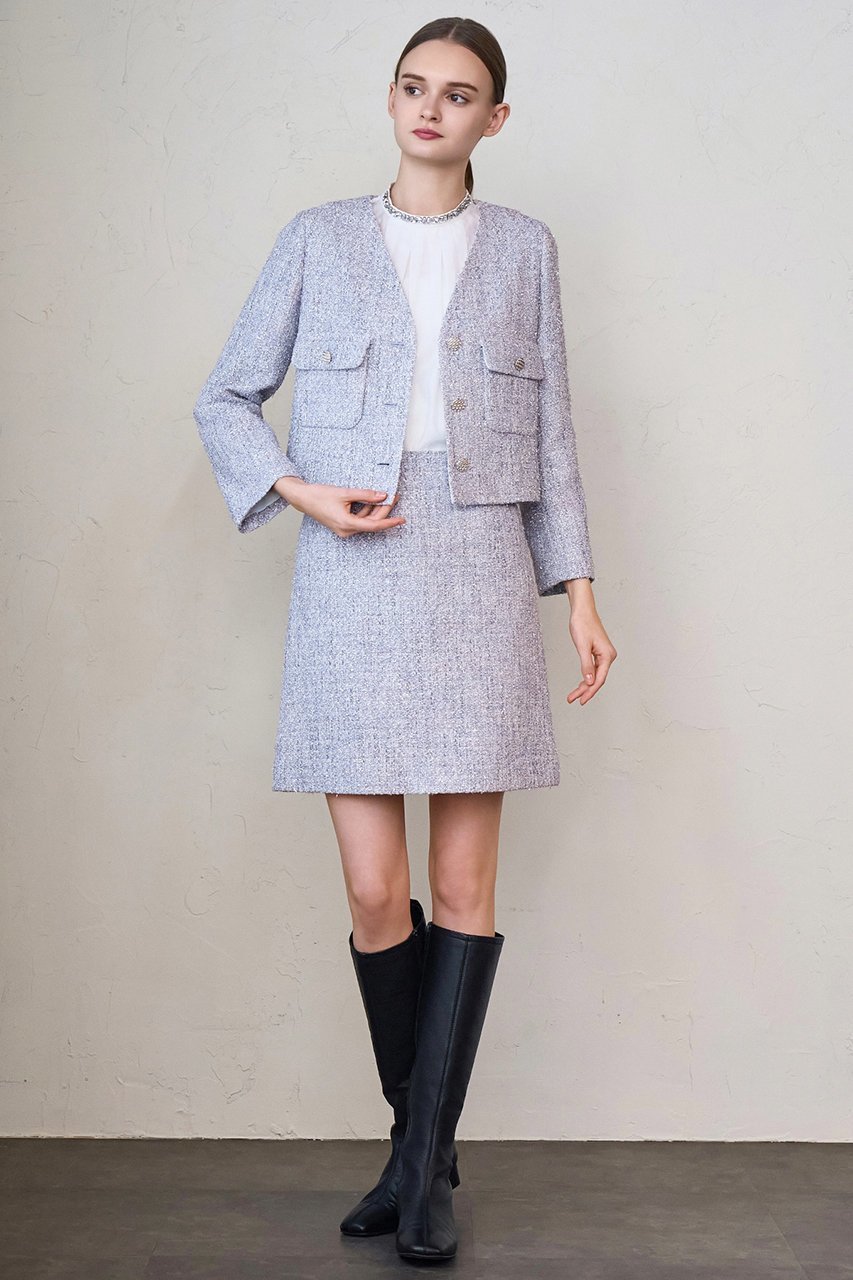 【アナイ/ANAYI】のメタルシャギーツイードVネックジャケット 人気、トレンドファッション・服の通販 founy(ファニー) 　ファッション　Fashion　レディースファッション　Fashion for Women　アウター　Coat / Outerwear Collection　レディースジャケット・軽アウター　Jackets　コレクション　Collection, Seasonal Line　コンパクト　Compact, Small Size　シンプル　Simple, Minimal　ジャケット　Jacket, Outerwear　セットアップ　Set-Up, Coordinated Outfit　ツイード　Twill, Twill Weave　テクスチャー　Texture, Textured Fabric　デコルテ　Décolleté, Neckline　バランス　Balance, Style Balance　バレエ　Ballet, Ballet Style　フラップ　Flap, Flap Pocket　ポケット　Pocket, Pocket Detail　冬　Winter / This Winter　エレガント 上品　Elegant　other-8|ID: prp329100004222350 ipo3291000000032935859