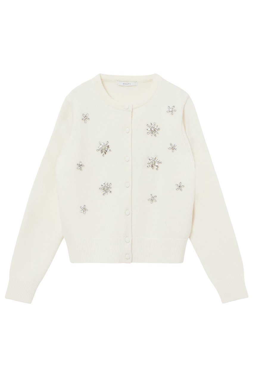 【アナイ/ANAYI】のスノーフレークカーディガン インテリア・キッズ・メンズ・レディースファッション・服の通販 founy(ファニー)  ファッション Fashion レディースファッション Fashion for Women トップス・カットソー Cut & Sew Tops ニット Knit Tops & Sweaters カーディガン・羽織り Layered Style Cardigans カーディガン Cardigan, Knitwear コレクション Collection, Seasonal Line コンパクト Compact, Small Size テクスチャー Texture, Textured Fabric トレンド Trend, Trending Now バランス Balance, Style Balance バレエ Ballet, Ballet Style ビジュー Bijou, Jewel-like Accent ホリデーシーズン Holiday Season ミドル Middle Length, Mid Height 冬 Winter / This Winter オフホワイト|ID: prp329100004222357 ipo3291000000033705600