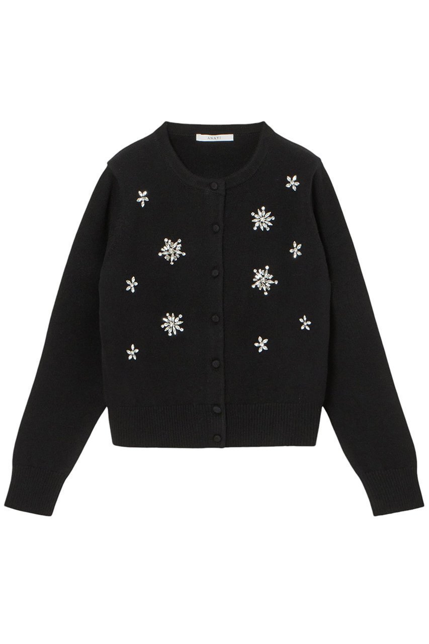 【アナイ/ANAYI】のスノーフレークカーディガン インテリア・キッズ・メンズ・レディースファッション・服の通販 founy(ファニー)  ファッション Fashion レディースファッション Fashion for Women トップス・カットソー Cut & Sew Tops ニット Knit Tops & Sweaters カーディガン・羽織り Layered Style Cardigans カーディガン Cardigan, Knitwear コレクション Collection, Seasonal Line コンパクト Compact, Small Size テクスチャー Texture, Textured Fabric トレンド Trend, Trending Now バランス Balance, Style Balance バレエ Ballet, Ballet Style ビジュー Bijou, Jewel-like Accent ホリデーシーズン Holiday Season ミドル Middle Length, Mid Height 冬 Winter / This Winter ブラック|ID: prp329100004222357 ipo3291000000033705602