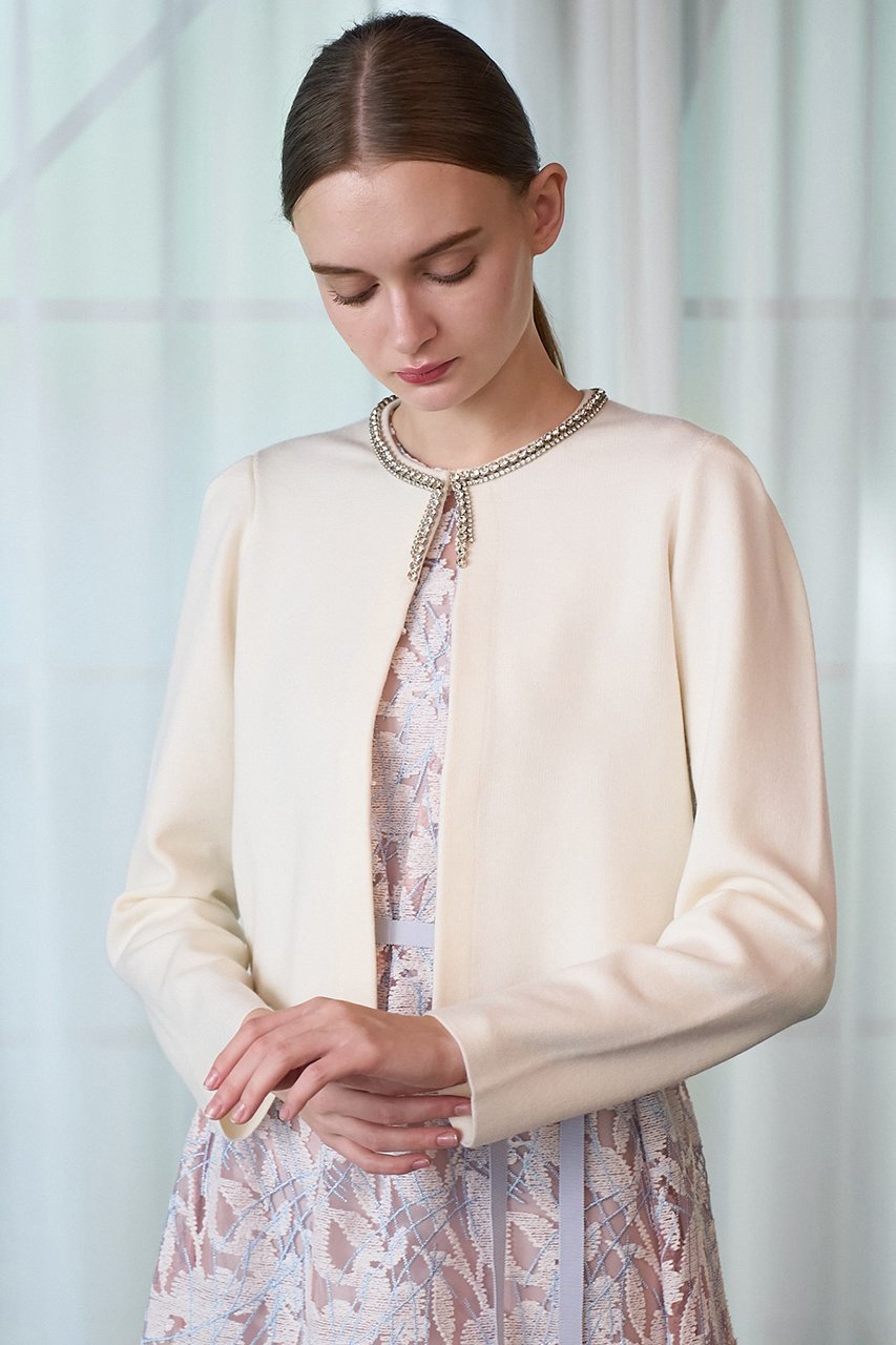 【アナイ/ANAYI】のビジューネックメリノスムースカーディガン 人気、トレンドファッション・服の通販 founy(ファニー) 　ファッション　Fashion　レディースファッション　Fashion for Women　トップス・カットソー　Cut & Sew Tops　ニット　Knit Tops & Sweaters　カーディガン・羽織り　Layered Style Cardigans　カーディガン　Cardigan, Knitwear　コレクション　Collection, Seasonal Line　ショート　Short, Short Length　ストレッチ　Stretch, Stretchy Fabric　テクスチャー　Texture, Textured Fabric　バレエ　Ballet, Ballet Style　ボレロ　Bolero, Short Cardigan　冬　Winter / This Winter　おすすめ　Recommended / Our Picks　other-4|ID: prp329100004222359 ipo3291000000032912275