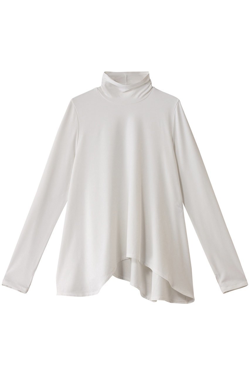 【ランバン オン ブルー/LANVIN en Bleu】のアシンメカーブヘムカットソー インテリア・キッズ・メンズ・レディースファッション・服の通販 founy(ファニー) 　ファッション　Fashion　レディースファッション　Fashion for Women　トップス・カットソー　Cut & Sew Tops　シャツ・ブラウス・オフィスカジュアル　Elegant Blouses & Button-Ups　ロングTシャツ・Tシャツ　Longline T-Shirts & Tees　カットソー・ベーシックTシャツ　Cut-and-Sewn Tops / Stretch Tees & Basics　なめらか　Smooth, Silky Texture　アシンメトリー　Asymmetrical Style　カットソー　Cut and Sewn Top　シンプル　Simple, Minimal　スリーブ　Sleeve, Long Sleeve / Short Sleeve　ボトム　Bottoms, Lower Wear　ロング　Long, Long-Length　エレガント 上品　Elegant　オフ|ID: prp329100004222397 ipo3291000000032887950