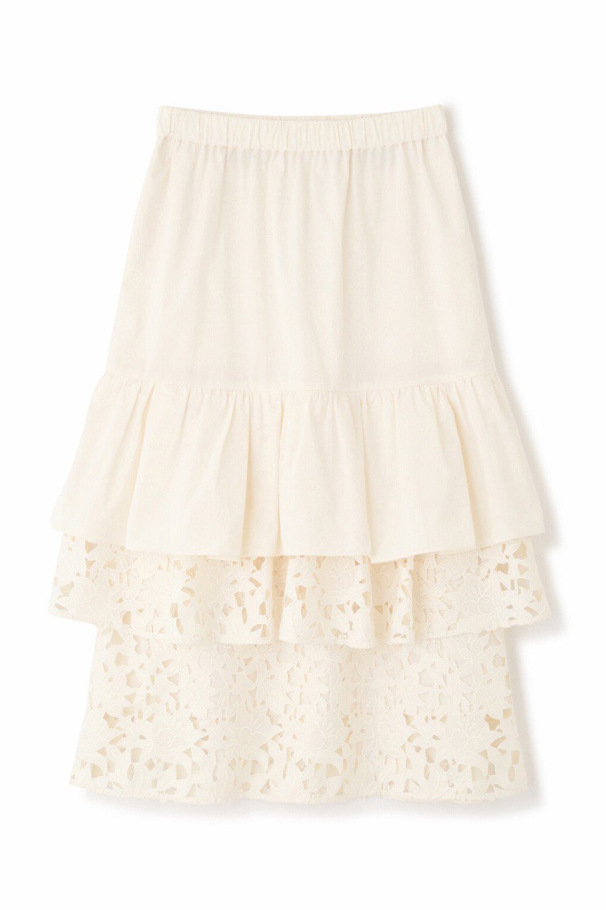 【アドーア/ADORE】のミックスフラワーレーススカート インテリア・キッズ・メンズ・レディースファッション・服の通販 founy(ファニー) 　ファッション　Fashion　レディースファッション　Fashion for Women　スカート　Skirts　ロングスカート　Long Skirts / Maxi & Midi Skirts　タフタ　Taffeta, Structured Fabric　ティアード　Tiered, Tiered Style　ドッキング　Docking, Mixed Material　フラワー　Flower, Floral　モチーフ　Motif, Design Theme　レース　Lace, Lace Fabric　ロング　Long, Long-Length　ホワイト|ID: prp329100004225215 ipo3291000000032823789