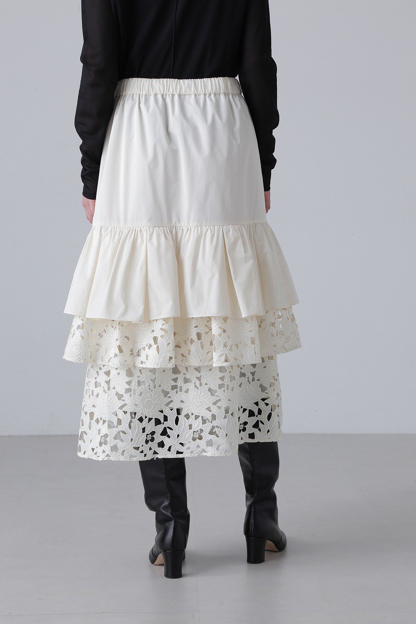 【アドーア/ADORE】のミックスフラワーレーススカート 人気、トレンドファッション・服の通販 founy(ファニー) 　ファッション　Fashion　レディースファッション　Fashion for Women　スカート　Skirts　ロングスカート　Long Skirts / Maxi & Midi Skirts　タフタ　Taffeta, Structured Fabric　ティアード　Tiered, Tiered Style　ドッキング　Docking, Mixed Material　フラワー　Flower, Floral　モチーフ　Motif, Design Theme　レース　Lace, Lace Fabric　ロング　Long, Long-Length　other-4|ID: prp329100004225215 ipo3291000000032823792
