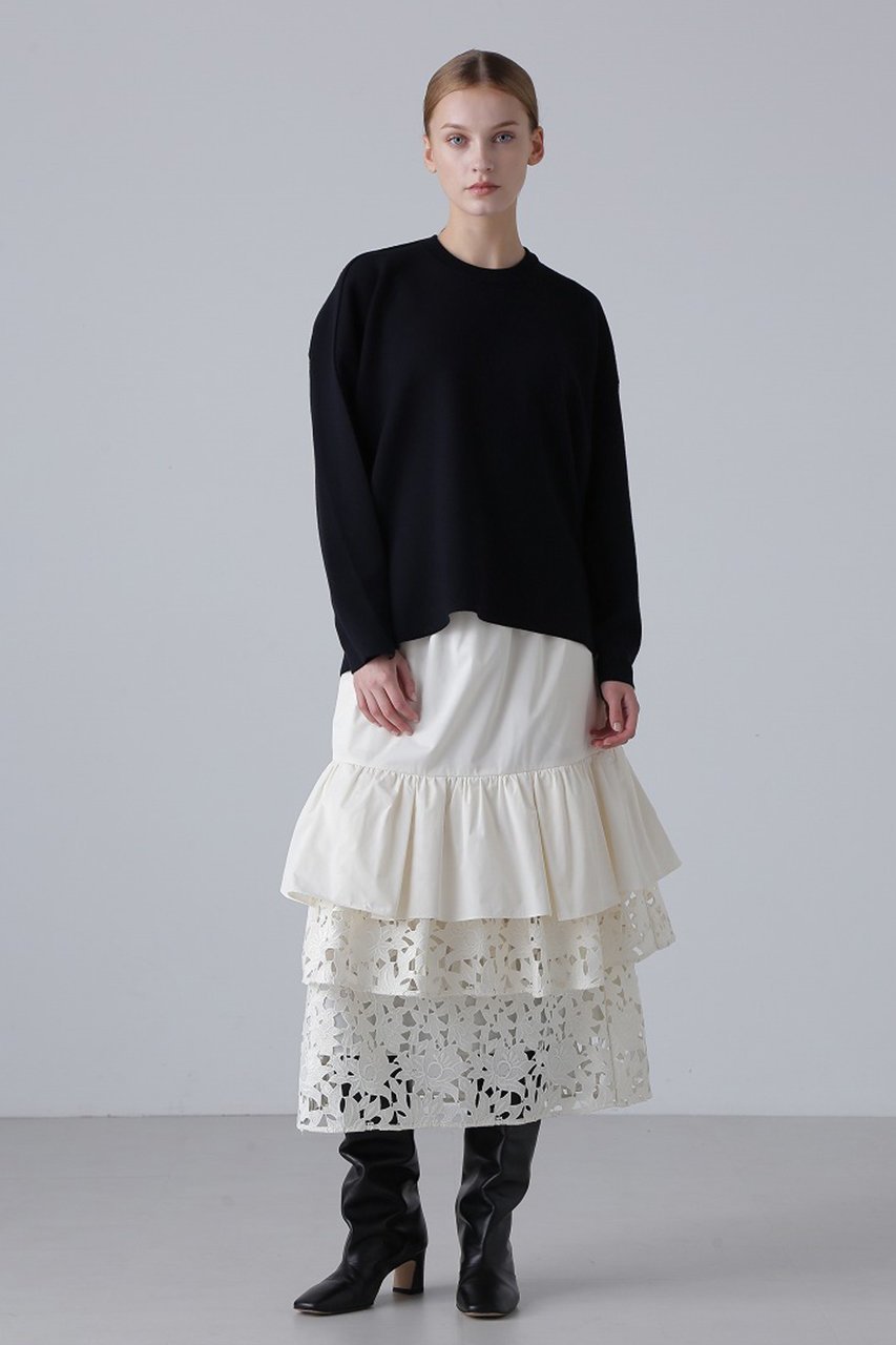 【アドーア/ADORE】のミックスフラワーレーススカート 人気、トレンドファッション・服の通販 founy(ファニー) 　ファッション　Fashion　レディースファッション　Fashion for Women　スカート　Skirts　ロングスカート　Long Skirts / Maxi & Midi Skirts　タフタ　Taffeta, Structured Fabric　ティアード　Tiered, Tiered Style　ドッキング　Docking, Mixed Material　フラワー　Flower, Floral　モチーフ　Motif, Design Theme　レース　Lace, Lace Fabric　ロング　Long, Long-Length　other-8|ID: prp329100004225215 ipo3291000000032823796
