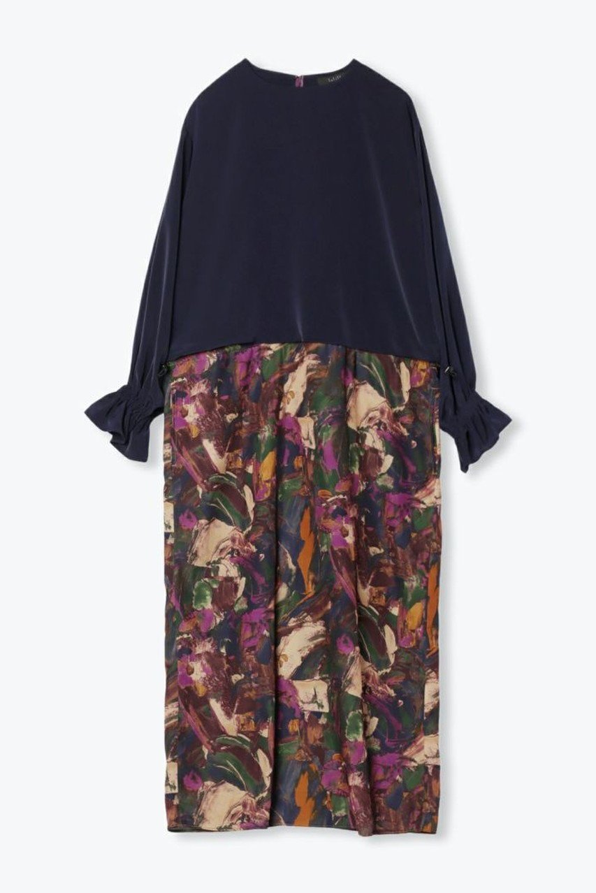 【レリル/lelill】の2TONE OP 人気、トレンドファッション・服の通販 founy(ファニー) 　ファッション　Fashion　レディースファッション　Fashion for Women　ワンピース　Dresses　チュニック　Tunic Tops & Dresses　カーディガン　Cardigan, Knitwear　チュニック　Tunic, Long Top　プリント　Print, Printed Pattern　エレガント 上品　Elegant　洗える　Machine Washable　 other-1|ID: prp329100004229282 ipo3291000000032862373