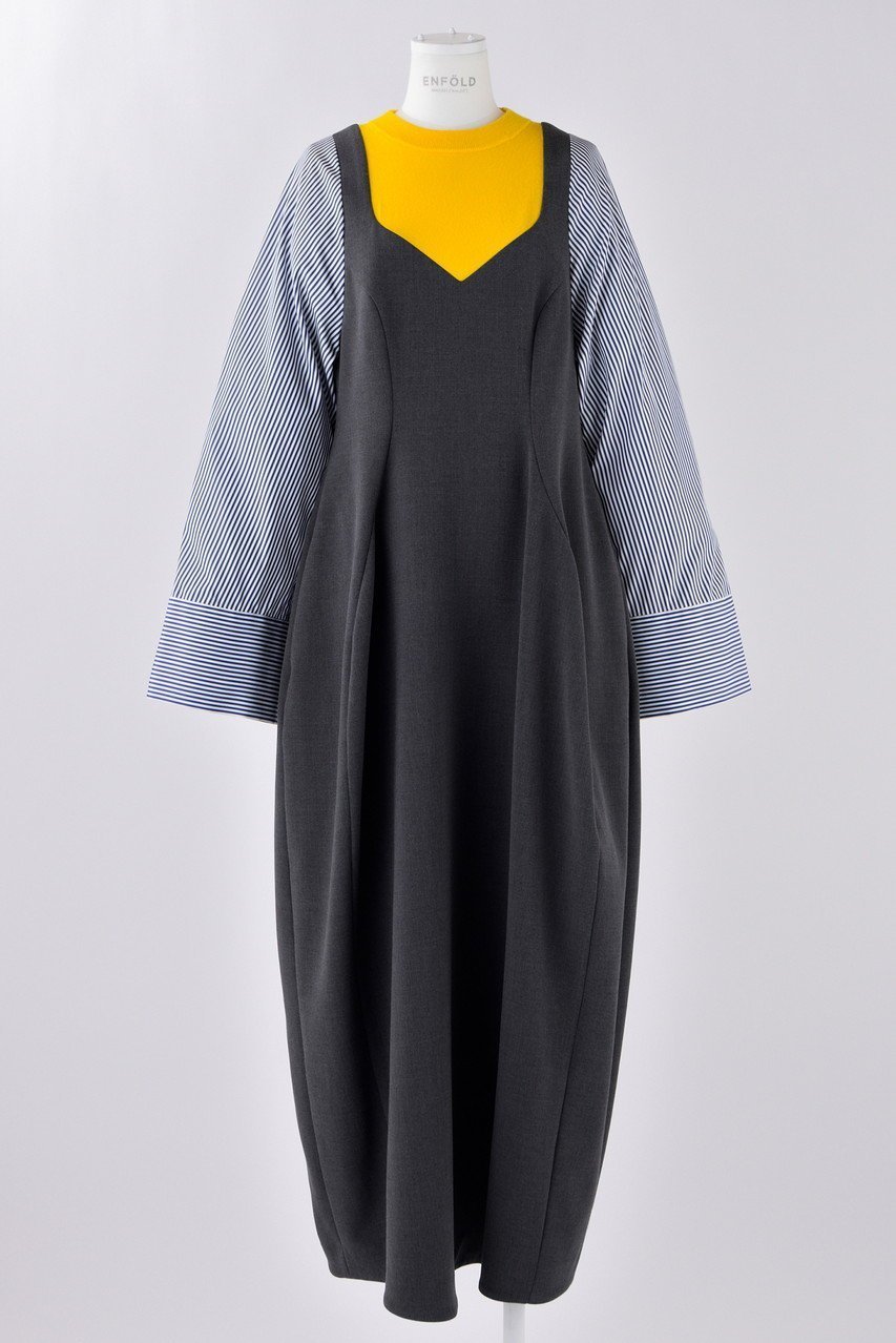 【エンフォルド/ENFOLD】のダブルクロス Triple Docking DRS/ドレス 人気、トレンドファッション・服の通販 founy(ファニー) 　ファッション　Fashion　レディースファッション　Fashion for Women　ワンピース　Dresses　フォーマル・パーティードレス・結婚式用ドレス　Elegant & Casual Dresses　チュニック　Tunic Tops & Dresses　ダブル　Double, Double-Breasted　チュニック　Tunic, Long Top　ドッキング　Docking, Mixed Material　ドレス　Dress, One-Piece　フレア　Flare, Flared　ミックス　Mix, Mixed Style　リラックス　Relax, Relaxed Fit　ロング　Long, Long-Length　 other-1|ID: prp329100004230844 ipo3291000000032889305