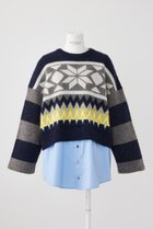 【エンフォルド/ENFOLD】のMALIA Mix Knit P.O/プルオーバー ダークネイビー|ID: prp329100004230848 ipo3291000000032966402