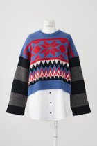 【エンフォルド/ENFOLD】のMALIA Mix Knit P.O/プルオーバー サックス|ID: prp329100004230848 ipo3291000000032966407