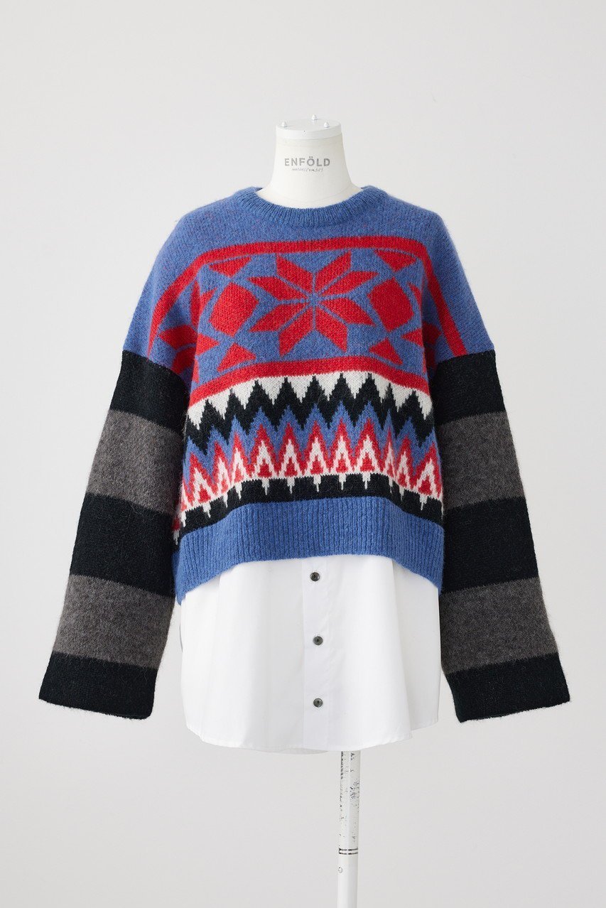 【エンフォルド/ENFOLD】のMALIA Mix Knit P.O/プルオーバー インテリア・キッズ・メンズ・レディースファッション・服の通販 founy(ファニー) 　ファッション　Fashion　レディースファッション　Fashion for Women　トップス・カットソー　Cut & Sew Tops　ニット　Knit Tops & Sweaters　カジュアルプルオーバー・ニットトップス　Pullovers & Knit Tops / Casual Pullovers　ドッキング　Docking, Mixed Material　ミックス　Mix, Mixed Style　冬　Winter / This Winter　サックス|ID: prp329100004230848 ipo3291000000032966407