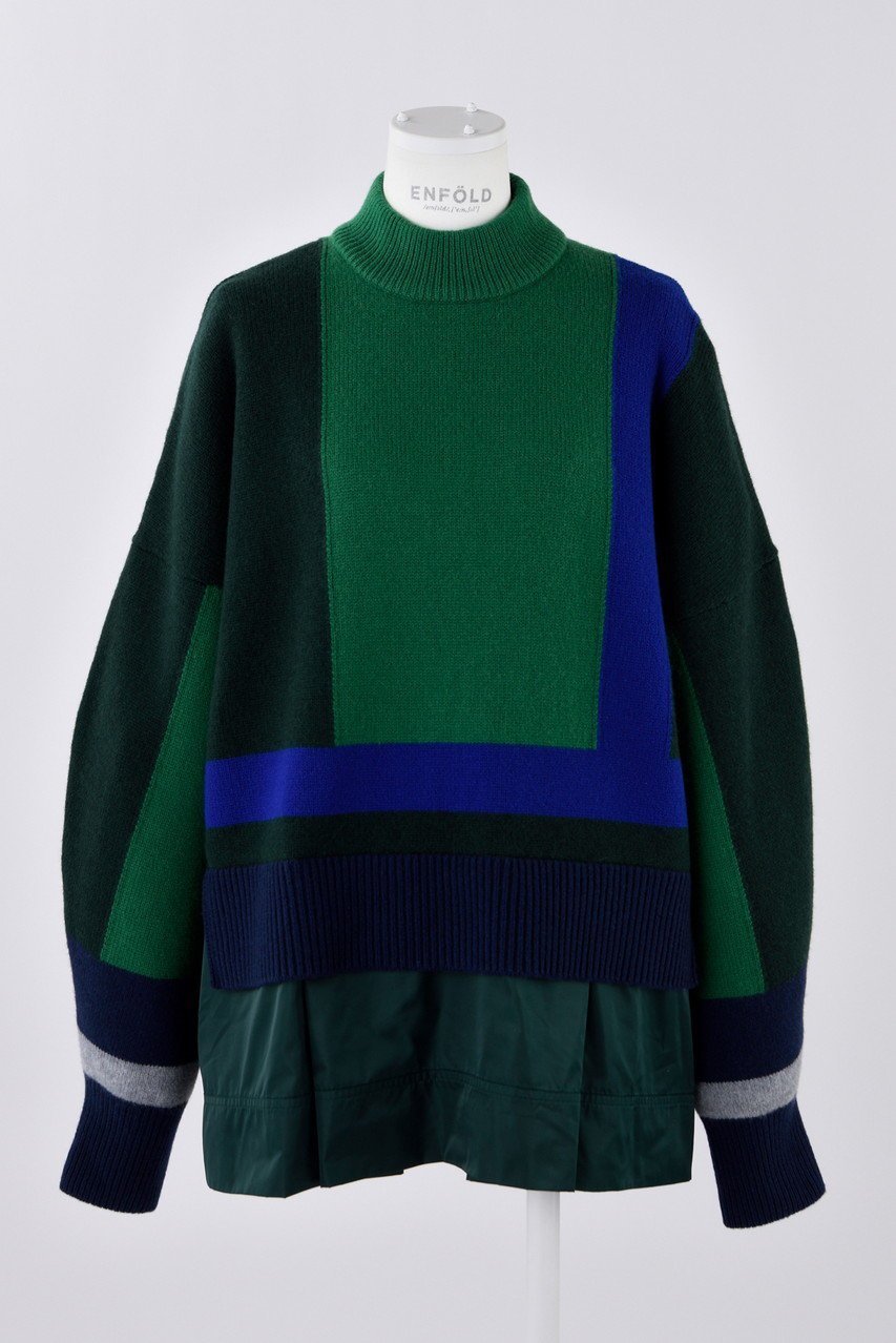 【エンフォルド/ENFOLD】のカラーブロックコンビ P.O/プルオーバー 人気、トレンドファッション・服の通販 founy(ファニー) 　ファッション　Fashion　レディースファッション　Fashion for Women　トップス・カットソー　Cut & Sew Tops　ニット　Knit Tops & Sweaters　カジュアルプルオーバー・ニットトップス　Pullovers & Knit Tops / Casual Pullovers　コンビ　Combo, Combination Style　タフタ　Taffeta, Structured Fabric　ドッキング　Docking, Mixed Material　ドレス　Dress, One-Piece　ブロック　Block, Solid Block Pattern　 other-1|ID: prp329100004230850 ipo3291000000032966440