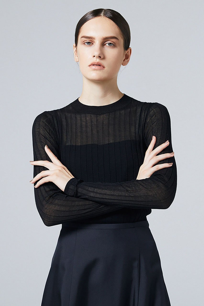【オーヴィル/EAUVIRE】のシアーラメクルーネックプルオーバー 人気、トレンドファッション・服の通販 founy(ファニー) 　ファッション　Fashion　レディースファッション　WOMEN　トップス・カットソー　Tops/Tshirt　ニット　Knit Tops　プルオーバー　Pullover　イタリア　Italy　シアー　Sheer　ワイドリブ　Wide Rib　エレガント 上品　Elegant　other-7|ID: prp329100004230868 ipo3291000000031382515