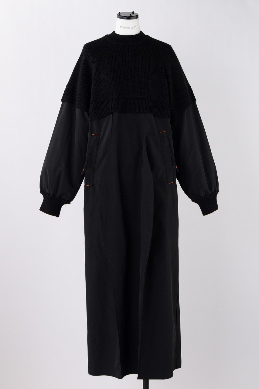 【ナゴンスタンス/nagonstans】のKnit Combi DRS/ドレス インテリア・キッズ・メンズ・レディースファッション・服の通販 founy(ファニー) 　ファッション　Fashion　レディースファッション　Fashion for Women　ワンピース　Dresses　フォーマル・パーティードレス・結婚式用ドレス　Elegant & Casual Dresses　チュニック　Tunic Tops & Dresses　コンビ　Combo, Combination Style　チュニック　Tunic, Long Top　ドレス　Dress, One-Piece　ドレープ　Drape, Draping Fabric　パターン　Pattern, Design Print　ロング　Long, Long-Length　Black|ID: prp329100004230880 ipo3291000000032889287