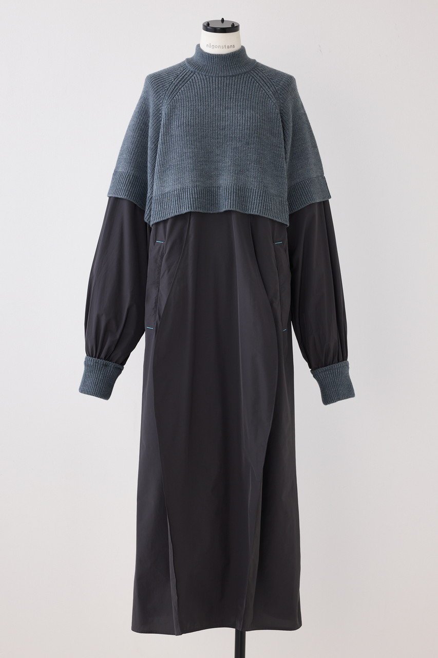 【ナゴンスタンス/nagonstans】のKnit Combi DRS/ドレス インテリア・キッズ・メンズ・レディースファッション・服の通販 founy(ファニー) 　ファッション　Fashion　レディースファッション　Fashion for Women　ワンピース　Dresses　フォーマル・パーティードレス・結婚式用ドレス　Elegant & Casual Dresses　チュニック　Tunic Tops & Dresses　コンビ　Combo, Combination Style　チュニック　Tunic, Long Top　ドレス　Dress, One-Piece　ドレープ　Drape, Draping Fabric　パターン　Pattern, Design Print　ロング　Long, Long-Length　Cement|ID: prp329100004230880 ipo3291000000032889291