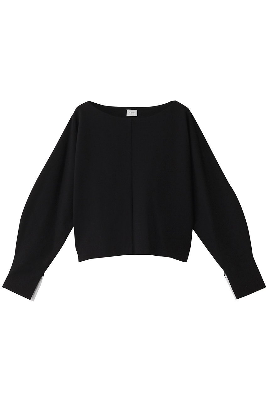 【マノフ/MANOF】のBOAT NECK PULLOVER Tシャツ/カットソー インテリア・キッズ・メンズ・レディースファッション・服の通販 founy(ファニー) 　ファッション　Fashion　レディースファッション　WOMEN　トップス・カットソー　Tops/Tshirt　シャツ/ブラウス　Shirts/Blouses　ロング / Tシャツ　T-Shirts　プルオーバー　Pullover　カットソー　Cut and Sewn　カットソー　Cut And Sew　ショート　Short　シンプル　Simple　スリーブ　Sleeve　デコルテ　Decolletage　トレンド　Trend　フロント　Front　ボトム　Bottom　ロング　Long　ワイド　Wide　定番　Standard　NEW・新作・新着・新入荷　New Arrivals　BLACK|ID: prp329100004230905 ipo3291000000029317092