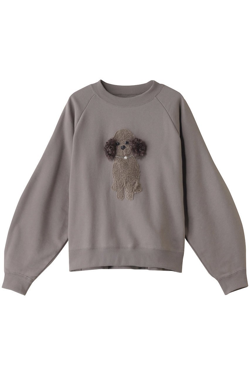 【ミュベール/MUVEIL】の【ELLE SHOP 限定】トイプードルボリュームスリーブスウェット インテリア・キッズ・メンズ・レディースファッション・服の通販 founy(ファニー) 　ファッション　Fashion　レディースファッション　Fashion for Women　トップス・カットソー　Cut & Sew Tops　シャツ・ブラウス・オフィスカジュアル　Elegant Blouses & Button-Ups　レディースパーカー・カジュアルフーディー　Casual Hoodies & Sweatshirts　ロングTシャツ・Tシャツ　Longline T-Shirts & Tees　スウェット・クルーネックトップス　Sweatshirts & Crewnecks / Relaxed Fit Sweat Tops　カットソー・ベーシックTシャツ　Cut-and-Sewn Tops / Stretch Tees & Basics　ボリューム袖・フリルスリーブブラウス　Voluminous & Ruffle Sleeves / Puffy Sleeve Tops　コンパクト　Compact, Small Size　スリーブ　Sleeve, Long Sleeve / Short Sleeve　バルーン　Balloon, Balloon Silhouette　パール　Pearl, Pearl Accent　エレガント 上品　Elegant　別注　Limited Edition, Custom Order　吸水　Absorbent, Quick-Dry　グレー|ID: prp329100004231818 ipo3291000000032852208