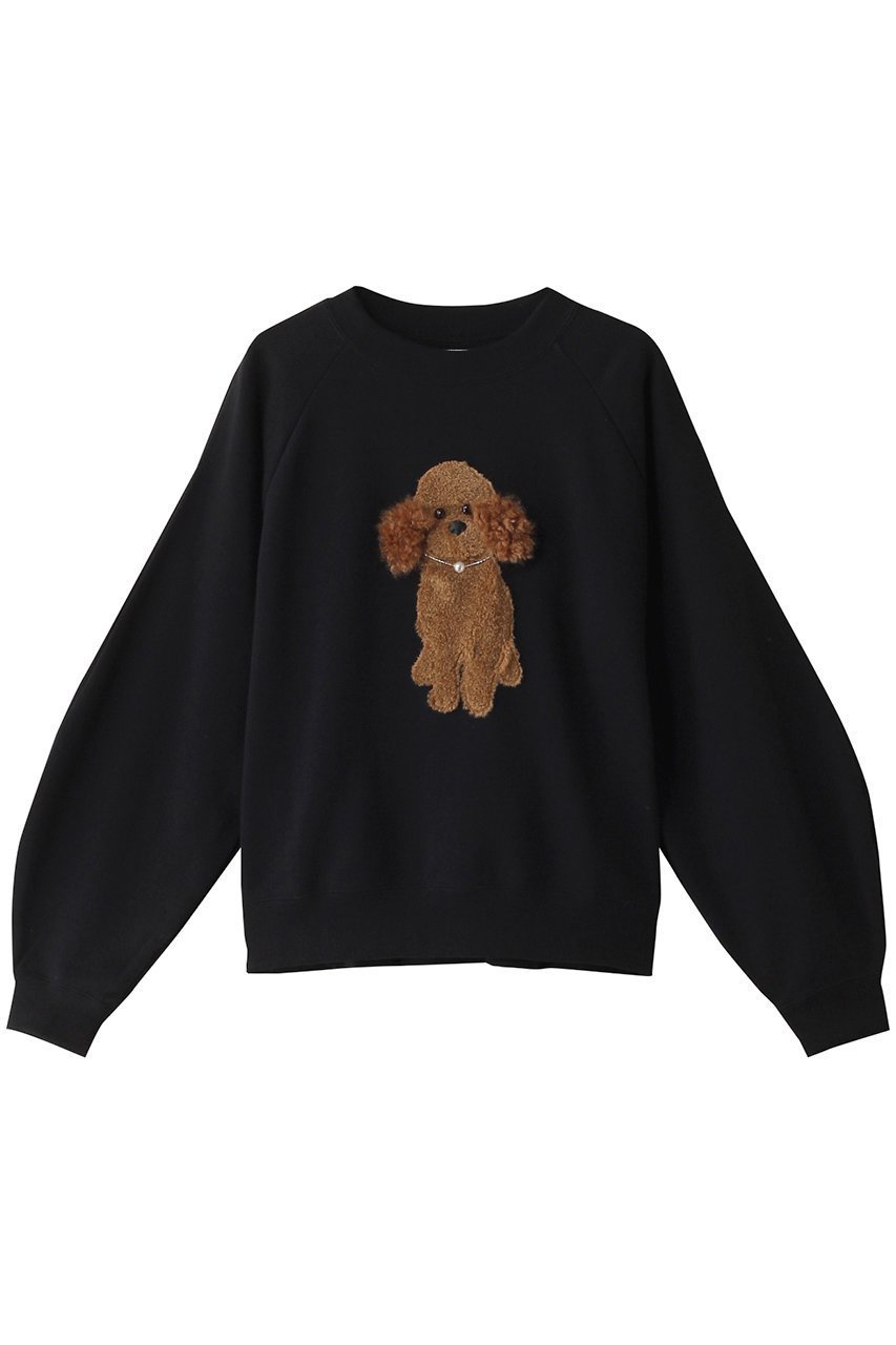【ミュベール/MUVEIL】の【ELLE SHOP 限定】トイプードルボリュームスリーブスウェット インテリア・キッズ・メンズ・レディースファッション・服の通販 founy(ファニー) 　ファッション　Fashion　レディースファッション　Fashion for Women　トップス・カットソー　Cut & Sew Tops　シャツ・ブラウス・オフィスカジュアル　Elegant Blouses & Button-Ups　レディースパーカー・カジュアルフーディー　Casual Hoodies & Sweatshirts　ロングTシャツ・Tシャツ　Longline T-Shirts & Tees　スウェット・クルーネックトップス　Sweatshirts & Crewnecks / Relaxed Fit Sweat Tops　カットソー・ベーシックTシャツ　Cut-and-Sewn Tops / Stretch Tees & Basics　ボリューム袖・フリルスリーブブラウス　Voluminous & Ruffle Sleeves / Puffy Sleeve Tops　コンパクト　Compact, Small Size　スリーブ　Sleeve, Long Sleeve / Short Sleeve　バルーン　Balloon, Balloon Silhouette　パール　Pearl, Pearl Accent　エレガント 上品　Elegant　別注　Limited Edition, Custom Order　吸水　Absorbent, Quick-Dry　ブラック|ID: prp329100004231818 ipo3291000000032852211