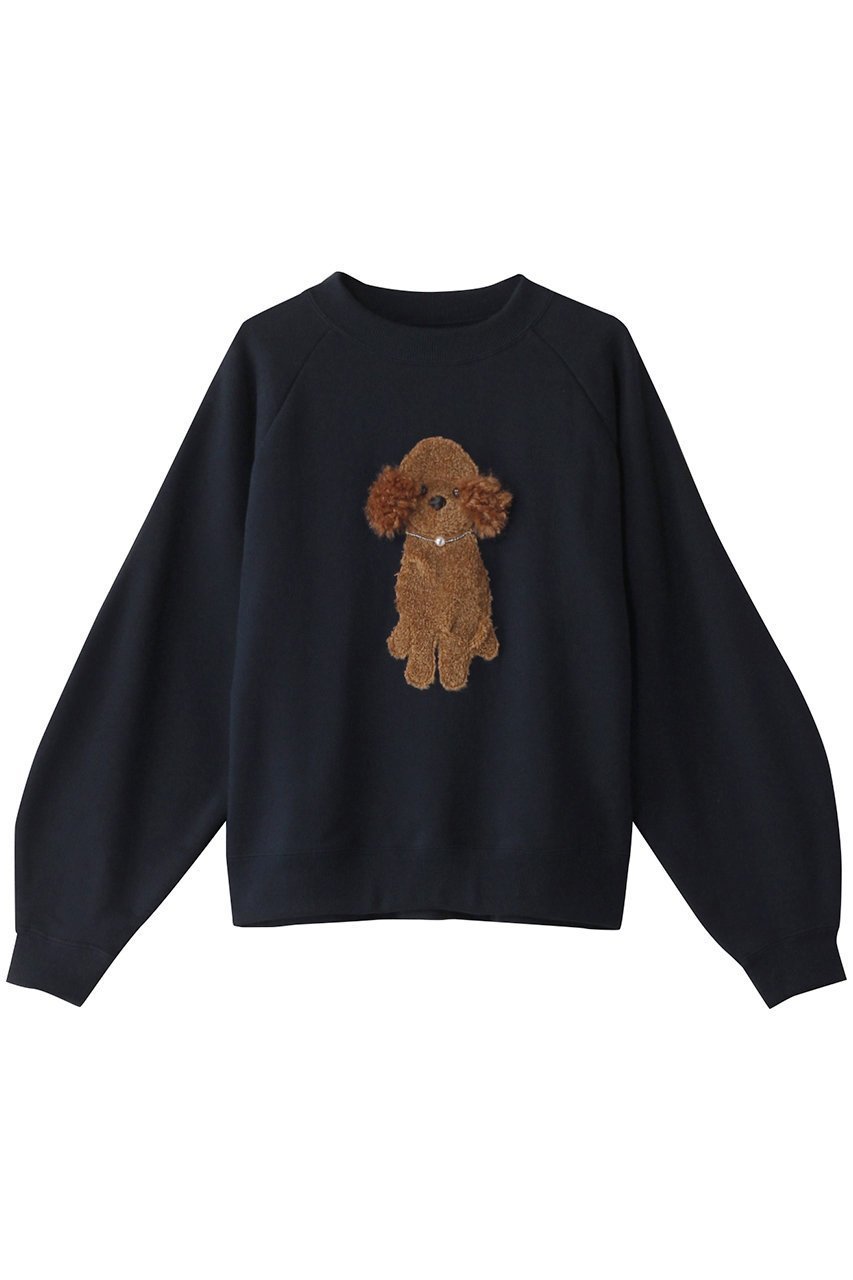 【ミュベール/MUVEIL】の【ELLE SHOP 限定】トイプードルボリュームスリーブスウェット インテリア・キッズ・メンズ・レディースファッション・服の通販 founy(ファニー) 　ファッション　Fashion　レディースファッション　Fashion for Women　トップス・カットソー　Cut & Sew Tops　シャツ・ブラウス・オフィスカジュアル　Elegant Blouses & Button-Ups　レディースパーカー・カジュアルフーディー　Casual Hoodies & Sweatshirts　ロングTシャツ・Tシャツ　Longline T-Shirts & Tees　スウェット・クルーネックトップス　Sweatshirts & Crewnecks / Relaxed Fit Sweat Tops　カットソー・ベーシックTシャツ　Cut-and-Sewn Tops / Stretch Tees & Basics　ボリューム袖・フリルスリーブブラウス　Voluminous & Ruffle Sleeves / Puffy Sleeve Tops　コンパクト　Compact, Small Size　スリーブ　Sleeve, Long Sleeve / Short Sleeve　バルーン　Balloon, Balloon Silhouette　パール　Pearl, Pearl Accent　エレガント 上品　Elegant　別注　Limited Edition, Custom Order　吸水　Absorbent, Quick-Dry　ネイビー|ID: prp329100004231818 ipo3291000000032852216