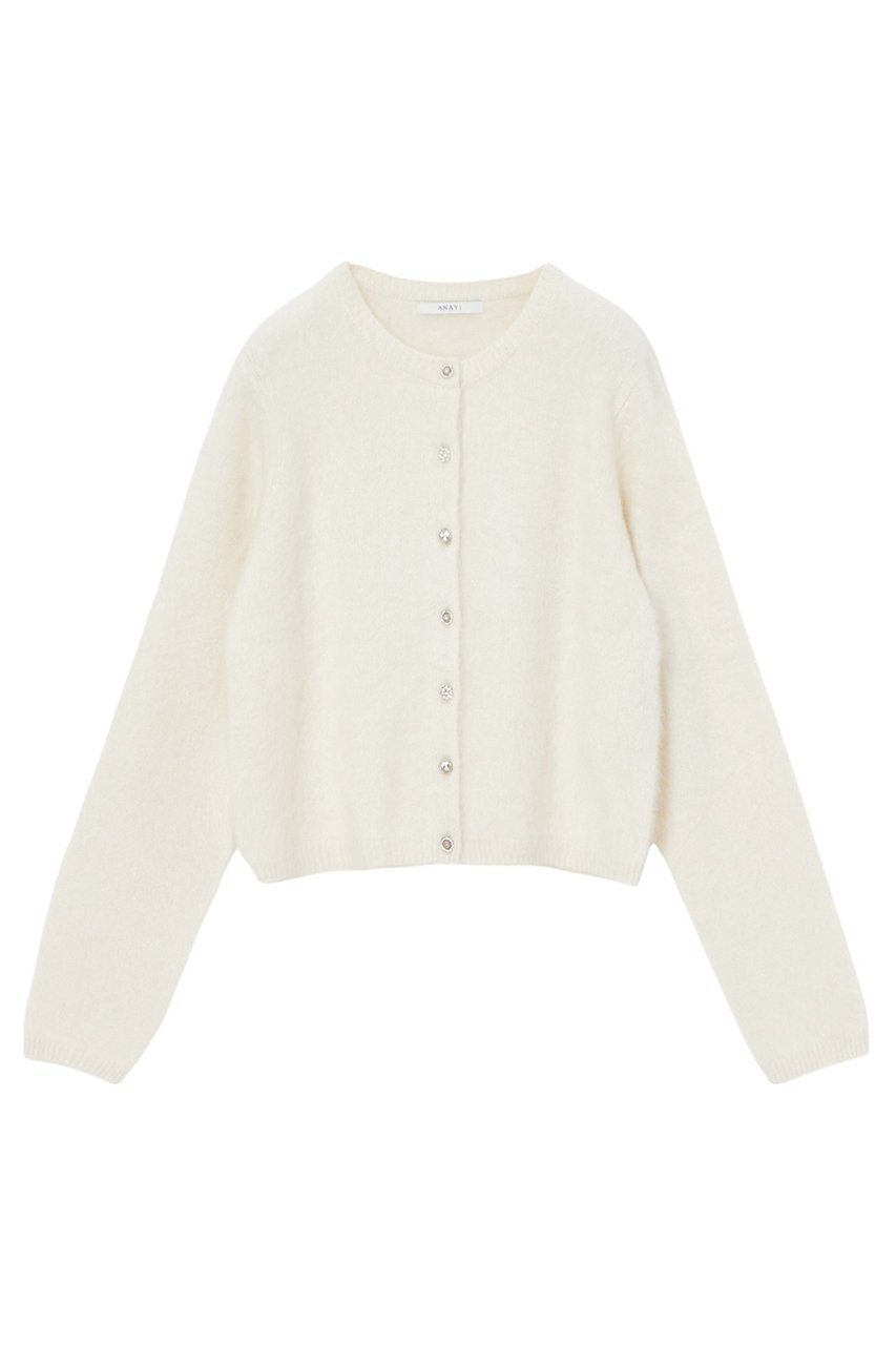 【アナイ/ANAYI】のフラッフィアソート釦ショート カーディガン インテリア・キッズ・メンズ・レディースファッション・服の通販 founy(ファニー) 　ファッション　Fashion　レディースファッション　Fashion for Women　トップス・カットソー　Cut & Sew Tops　ニット　Knit Tops & Sweaters　カーディガン・羽織り　Layered Style Cardigans　オレンジ　Orange　カーディガン　Cardigan, Knitwear　コンパクト　Compact, Small Size　ショート　Short, Short Length　バランス　Balance, Style Balance　ビジュー　Bijou, Jewel-like Accent　エレガント 上品　Elegant　人気　Popular, Best Seller　定番　Standard, Basic Item　秋　Autumn　オフホワイト|ID: prp329100004233182 ipo3291000000032912038