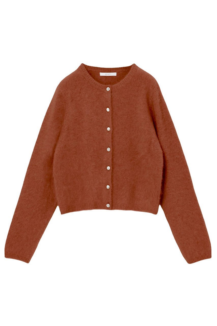 【アナイ/ANAYI】のフラッフィアソート釦ショート カーディガン インテリア・キッズ・メンズ・レディースファッション・服の通販 founy(ファニー) 　ファッション　Fashion　レディースファッション　Fashion for Women　トップス・カットソー　Cut & Sew Tops　ニット　Knit Tops & Sweaters　カーディガン・羽織り　Layered Style Cardigans　オレンジ　Orange　カーディガン　Cardigan, Knitwear　コンパクト　Compact, Small Size　ショート　Short, Short Length　バランス　Balance, Style Balance　ビジュー　Bijou, Jewel-like Accent　エレガント 上品　Elegant　人気　Popular, Best Seller　定番　Standard, Basic Item　秋　Autumn　オレンジ|ID: prp329100004233182 ipo3291000000032912044