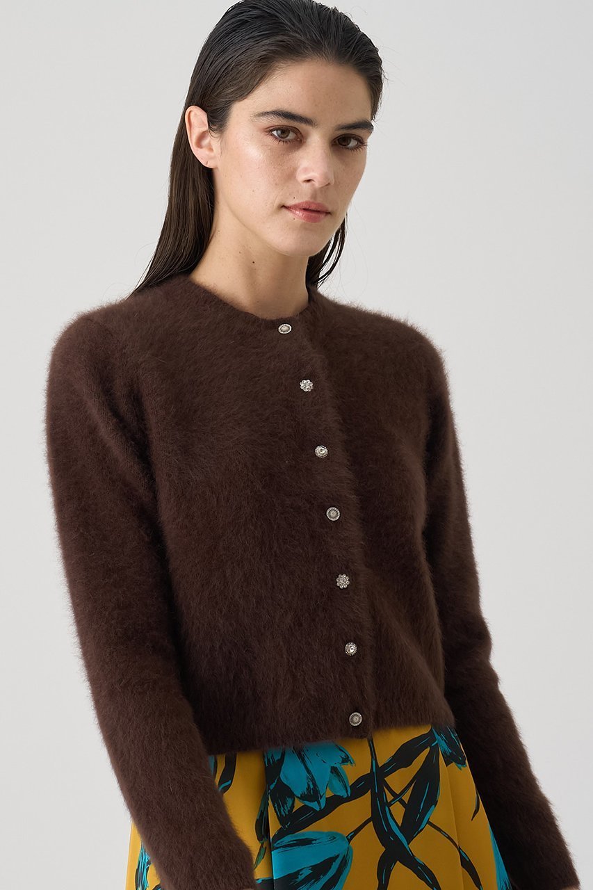 【アナイ/ANAYI】のフラッフィアソート釦ショート カーディガン 人気、トレンドファッション・服の通販 founy(ファニー) 　ファッション　Fashion　レディースファッション　Fashion for Women　トップス・カットソー　Cut & Sew Tops　ニット　Knit Tops & Sweaters　カーディガン・羽織り　Layered Style Cardigans　オレンジ　Orange　カーディガン　Cardigan, Knitwear　コンパクト　Compact, Small Size　ショート　Short, Short Length　バランス　Balance, Style Balance　ビジュー　Bijou, Jewel-like Accent　エレガント 上品　Elegant　人気　Popular, Best Seller　定番　Standard, Basic Item　秋　Autumn　other-5|ID: prp329100004233182 ipo3291000000032912074
