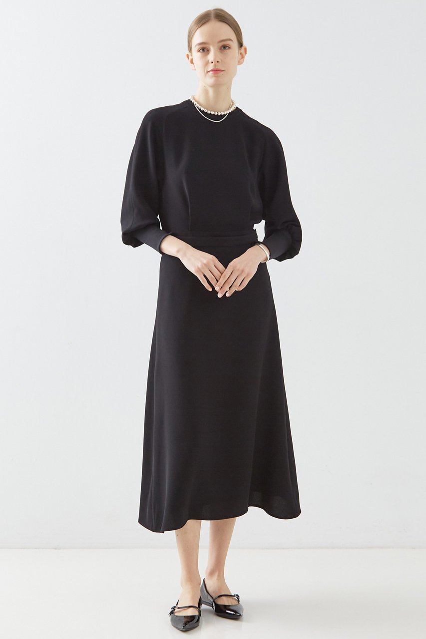 【デザイン ワークス/DESIGN WORKS】のジョーゼットワンピース インテリア・キッズ・メンズ・レディースファッション・服の通販 founy(ファニー) 　ファッション　Fashion　レディースファッション　Fashion for Women　ワンピース　Dresses　チュニック　Tunic Tops & Dresses　エレガント 上品　Elegant　シンプル　Simple, Minimal　ジョーゼット　Georgette, Semi-Sheer Fabric　チュニック　Tunic, Long Top　フレア　Flare, Flared　ベーシック　Basic, Essential　ロング　Long, Long-Length　ブラック|ID: prp329100004233213 ipo3291000000032880522