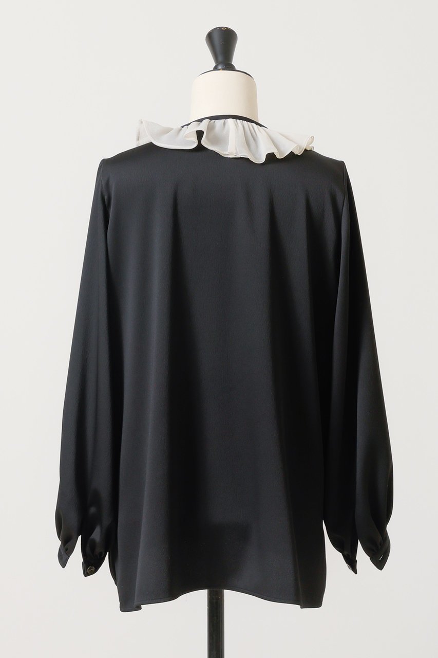 【デザイン ワークス/DESIGN WORKS】のバイカラーラッフルブラウス 人気、トレンドファッション・服の通販 founy(ファニー) 　ファッション　Fashion　レディースファッション　Fashion for Women　トップス・カットソー　Cut & Sew Tops　シャツ・ブラウス・オフィスカジュアル　Elegant Blouses & Button-Ups　インナー　Innerwear　ジャケット　Jacket, Outerwear　スタイリッシュ　Stylish, Fashionable　スリーブ　Sleeve, Long Sleeve / Short Sleeve　フロント　Front, Front Design　ラッフル　Ruffle, Frill　ロング　Long, Long-Length　エレガント 上品　Elegant　other-8|ID: prp329100004233214 ipo3291000000032888801