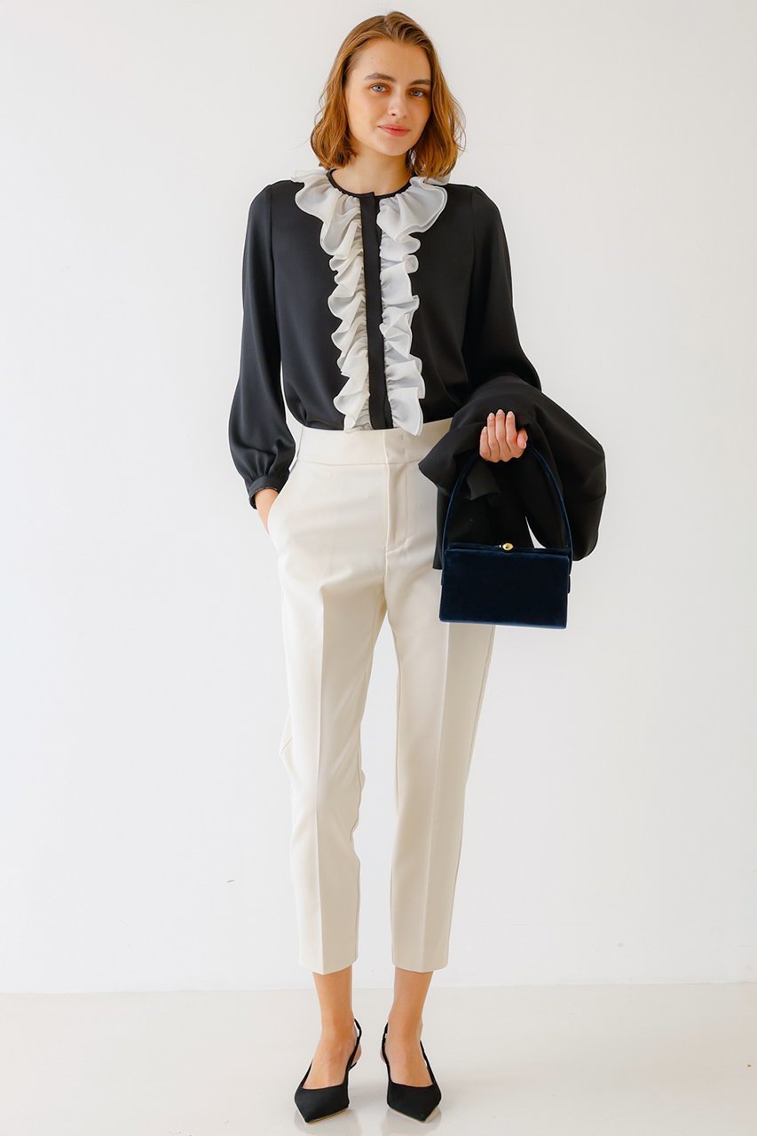 【デザイン ワークス/DESIGN WORKS】のバイカラーラッフルブラウス 人気、トレンドファッション・服の通販 founy(ファニー) ファッション Fashion レディースファッション Fashion for Women トップス・カットソー Cut & Sew Tops シャツ・ブラウス・オフィスカジュアル Elegant Blouses & Button-Ups インナー Innerwear ジャケット Jacket, Outerwear スタイリッシュ Stylish, Fashionable スリーブ Sleeve, Long Sleeve / Short Sleeve フロント Front, Front Design ラッフル Ruffle, Frill ロング Long, Long-Length エレガント 上品 Elegant other-2|ID: prp329100004233214 ipo3291000000035690508