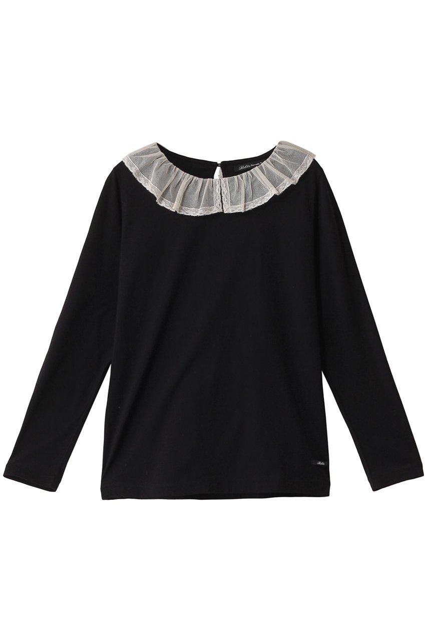 【ビリティス ディセッタン/Bilitis dix-sept ans】のチュールカラーロングTシャツ インテリア・キッズ・メンズ・レディースファッション・服の通販 founy(ファニー) 　ファッション　Fashion　レディースファッション　Fashion for Women　トップス・カットソー　Cut & Sew Tops　シャツ・ブラウス・オフィスカジュアル　Elegant Blouses & Button-Ups　ロングTシャツ・Tシャツ　Longline T-Shirts & Tees　カットソー・ベーシックTシャツ　Cut-and-Sewn Tops / Stretch Tees & Basics　なめらか　Smooth, Silky Texture　シンプル　Simple, Minimal　スリーブ　Sleeve, Long Sleeve / Short Sleeve　ダウン　Down, Puffer　ボトム　Bottoms, Lower Wear　ロング　Long, Long-Length　再入荷　Restock / Back in Stock　ブラック|ID: prp329100004233237 ipo3291000000034281313