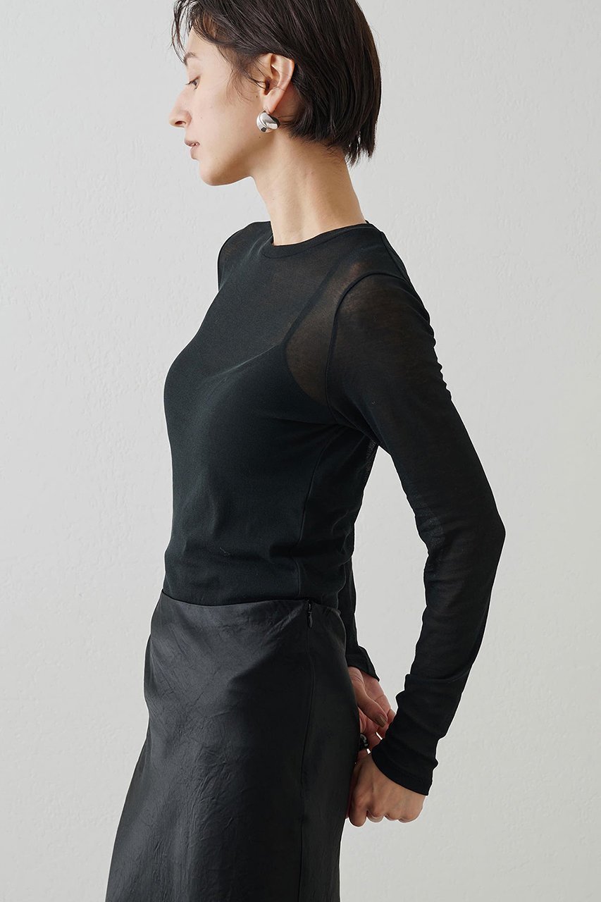 【ウィムガゼット/Whim Gazette】のシアーフライスクルーネックプルオーバー 人気、トレンドファッション・服の通販 founy(ファニー) 　ファッション　Fashion　レディースファッション　Fashion for Women　トップス・カットソー　Cut & Sew Tops　シャツ・ブラウス・オフィスカジュアル　Elegant Blouses & Button-Ups　ロングTシャツ・Tシャツ　Longline T-Shirts & Tees　カジュアルプルオーバー・ニットトップス　Pullovers & Knit Tops / Casual Pullovers　カットソー・ベーシックTシャツ　Cut-and-Sewn Tops / Stretch Tees & Basics　インナー　Innerwear　コンパクト　Compact, Small Size　シアー　Sheer, See-Through　シンプル　Simple, Minimal　ジャケット　Jacket, Outerwear　スウェット / スエット　Sweatshirt, Sweatwear　スタンダード　Standard, Basic　スリーブ　Sleeve, Long Sleeve / Short Sleeve　ビスチェ　Bustier, Corset Top　フィット　Fit, Slim Fit　ベスト　Vest, Waistcoat　ロング　Long, Long-Length　エレガント 上品　Elegant　other-2|ID: prp329100004233256 ipo3291000000032888442