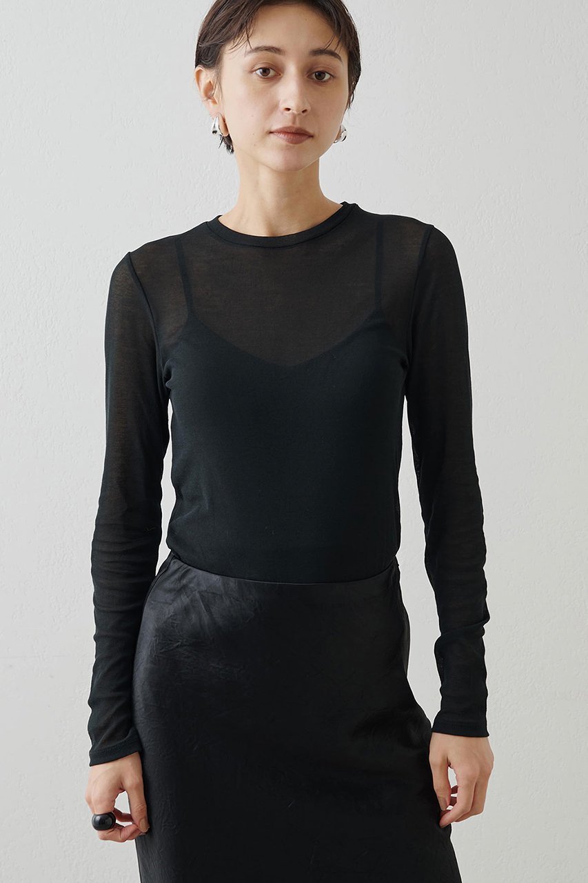 【ウィムガゼット/Whim Gazette】のシアーフライスクルーネックプルオーバー 人気、トレンドファッション・服の通販 founy(ファニー) 　ファッション　Fashion　レディースファッション　Fashion for Women　トップス・カットソー　Cut & Sew Tops　シャツ・ブラウス・オフィスカジュアル　Elegant Blouses & Button-Ups　ロングTシャツ・Tシャツ　Longline T-Shirts & Tees　カジュアルプルオーバー・ニットトップス　Pullovers & Knit Tops / Casual Pullovers　カットソー・ベーシックTシャツ　Cut-and-Sewn Tops / Stretch Tees & Basics　インナー　Innerwear　コンパクト　Compact, Small Size　シアー　Sheer, See-Through　シンプル　Simple, Minimal　ジャケット　Jacket, Outerwear　スウェット / スエット　Sweatshirt, Sweatwear　スタンダード　Standard, Basic　スリーブ　Sleeve, Long Sleeve / Short Sleeve　ビスチェ　Bustier, Corset Top　フィット　Fit, Slim Fit　ベスト　Vest, Waistcoat　ロング　Long, Long-Length　エレガント 上品　Elegant　other-4|ID: prp329100004233256 ipo3291000000032888448