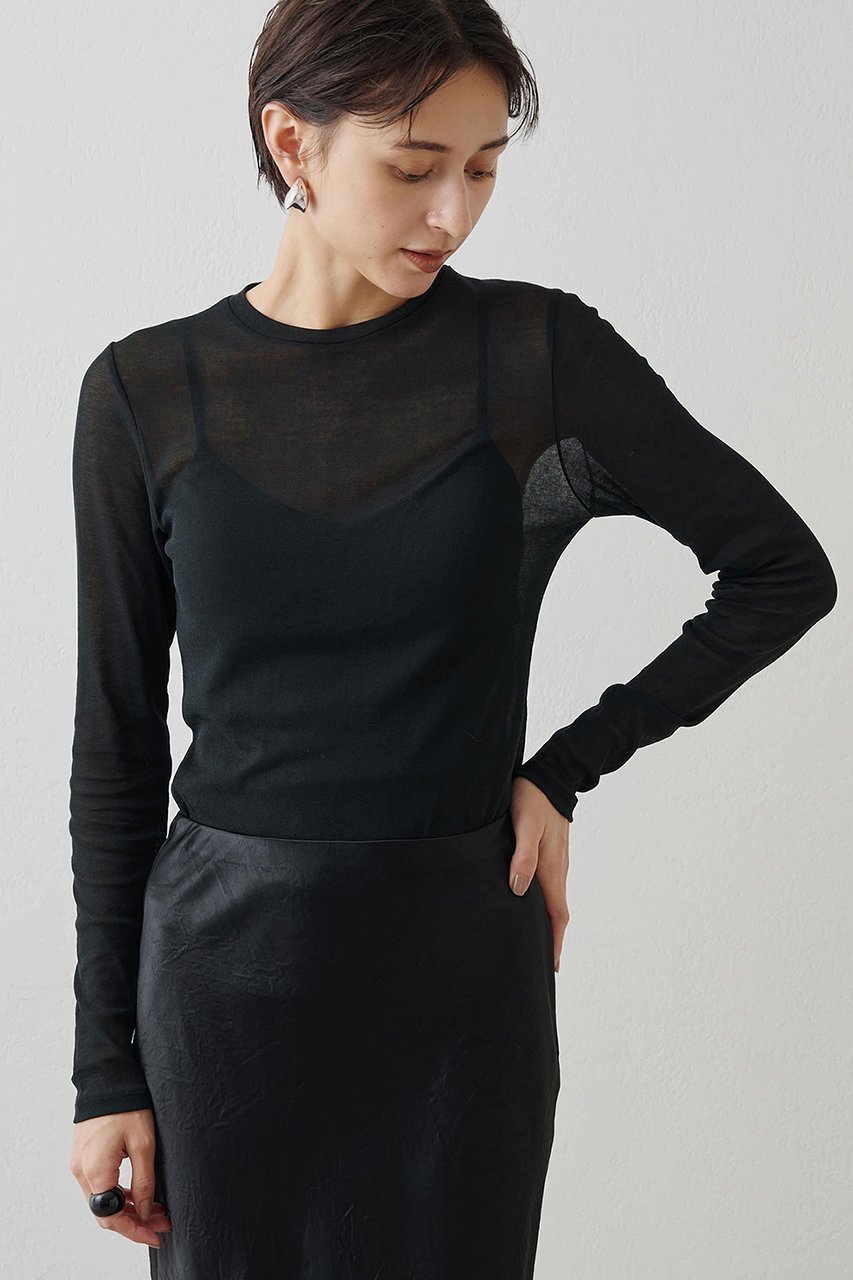 【ウィムガゼット/Whim Gazette】のシアーフライスクルーネックプルオーバー 人気、トレンドファッション・服の通販 founy(ファニー) 　ファッション　Fashion　レディースファッション　Fashion for Women　トップス・カットソー　Cut & Sew Tops　シャツ・ブラウス・オフィスカジュアル　Elegant Blouses & Button-Ups　ロングTシャツ・Tシャツ　Longline T-Shirts & Tees　カジュアルプルオーバー・ニットトップス　Pullovers & Knit Tops / Casual Pullovers　カットソー・ベーシックTシャツ　Cut-and-Sewn Tops / Stretch Tees & Basics　インナー　Innerwear　コンパクト　Compact, Small Size　シアー　Sheer, See-Through　シンプル　Simple, Minimal　ジャケット　Jacket, Outerwear　スウェット / スエット　Sweatshirt, Sweatwear　スタンダード　Standard, Basic　スリーブ　Sleeve, Long Sleeve / Short Sleeve　ビスチェ　Bustier, Corset Top　フィット　Fit, Slim Fit　ベスト　Vest, Waistcoat　ロング　Long, Long-Length　エレガント 上品　Elegant　other-6|ID: prp329100004233256 ipo3291000000032888454