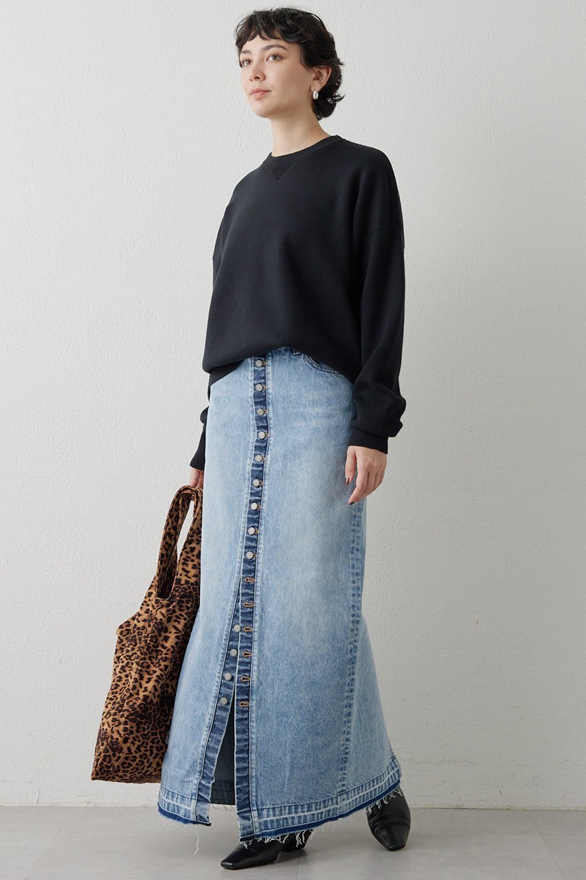 【ウィムガゼット/Whim Gazette】のボタンデニムスカート 人気、トレンドファッション・服の通販 founy(ファニー) 　ファッション　Fashion　レディースファッション　Fashion for Women　スカート　Skirts　デニムスカート・カジュアルスカート　Denim Skirts　ロングスカート　Long Skirts / Maxi & Midi Skirts　カットソー　Cut and Sewn Top　ケミカル　Chemical, Chemical Wash　シンプル　Simple, Minimal　スリット　Slit, Slit Detail　デニム　Denim, Jeans Material　フロント　Front, Front Design　ポケット　Pocket, Pocket Detail　リメイク　Remake, Reconstructed　ロング　Long, Long-Length　other-2|ID: prp329100004233259 ipo3291000000032822854