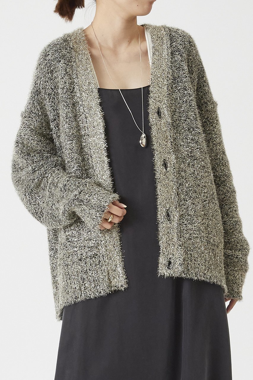 【プルミエ アロンディスモン/1er Arrondissement】のラメシャギーカーディガン インテリア・キッズ・メンズ・レディースファッション・服の通販 founy(ファニー) 　ファッション　Fashion　レディースファッション　Fashion for Women　トップス・カットソー　Cut & Sew Tops　ニット　Knit Tops & Sweaters　カーディガン・羽織り　Layered Style Cardigans　カーディガン　Cardigan, Knitwear　トレンド　Trend, Trending Now　ファブリック　Fabric, Textile　ブラック|ID: prp329100004233274 ipo3291000000035623451