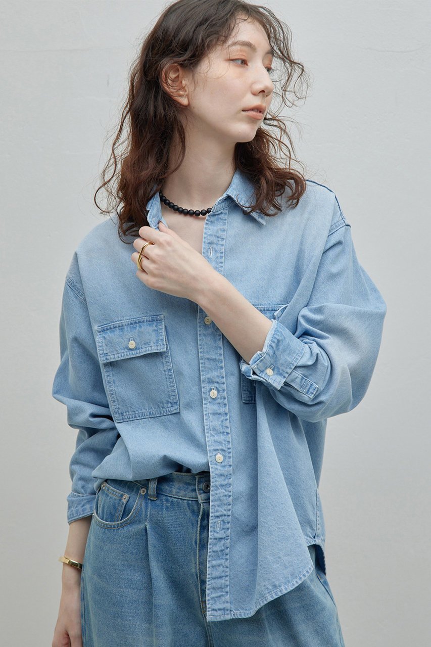 【ガリャルダガランテ/GALLARDAGALANTE】のデニムシャツ 人気、トレンドファッション・服の通販 founy(ファニー) 　ファッション　Fashion　レディースファッション　Fashion for Women　トップス・カットソー　Cut & Sew Tops　シャツ・ブラウス・オフィスカジュアル　Elegant Blouses & Button-Ups　スリーブ　Sleeve, Long Sleeve / Short Sleeve　デニム　Denim, Jeans Material　ロング　Long, Long-Length　other-4|ID: prp329100004234465 ipo3291000000032850970