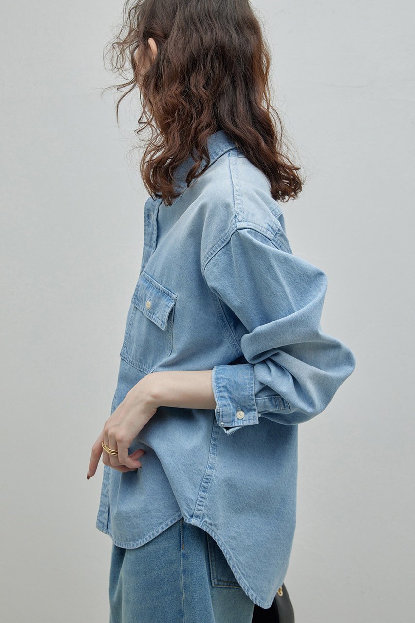 【ガリャルダガランテ/GALLARDAGALANTE】のデニムシャツ 人気、トレンドファッション・服の通販 founy(ファニー) 　ファッション　Fashion　レディースファッション　Fashion for Women　トップス・カットソー　Cut & Sew Tops　シャツ・ブラウス・オフィスカジュアル　Elegant Blouses & Button-Ups　スリーブ　Sleeve, Long Sleeve / Short Sleeve　デニム　Denim, Jeans Material　ロング　Long, Long-Length　other-5|ID: prp329100004234465 ipo3291000000032850977