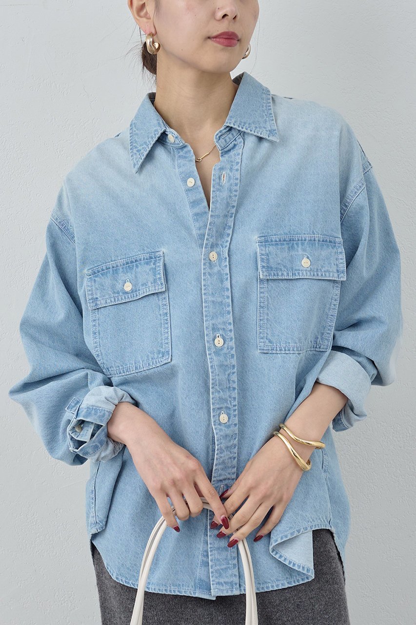 【ガリャルダガランテ/GALLARDAGALANTE】のデニムシャツ 人気、トレンドファッション・服の通販 founy(ファニー) 　ファッション　Fashion　レディースファッション　Fashion for Women　トップス・カットソー　Cut & Sew Tops　シャツ・ブラウス・オフィスカジュアル　Elegant Blouses & Button-Ups　スリーブ　Sleeve, Long Sleeve / Short Sleeve　デニム　Denim, Jeans Material　ロング　Long, Long-Length　other-5|ID: prp329100004234465 ipo3291000000034463380