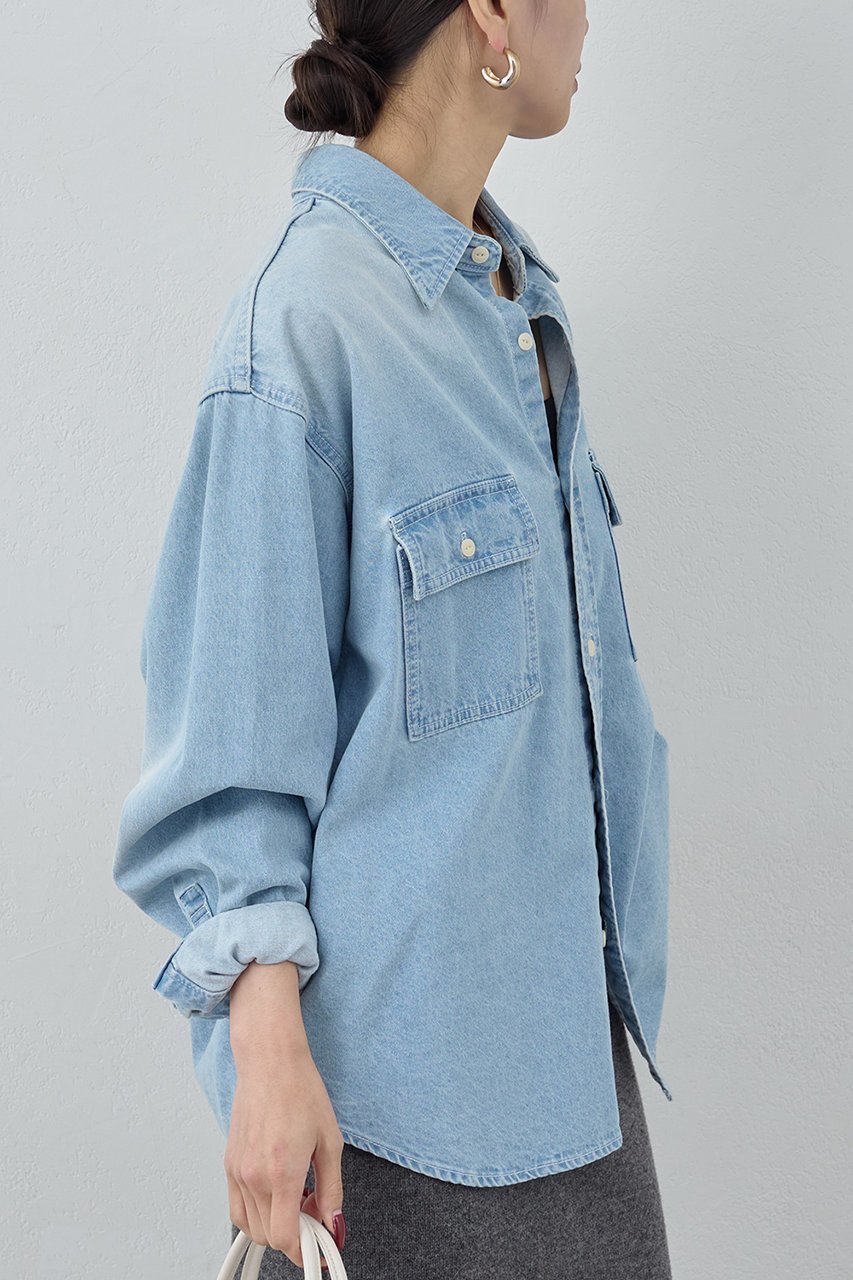 【ガリャルダガランテ/GALLARDAGALANTE】のデニムシャツ 人気、トレンドファッション・服の通販 founy(ファニー) 　ファッション　Fashion　レディースファッション　Fashion for Women　トップス・カットソー　Cut & Sew Tops　シャツ・ブラウス・オフィスカジュアル　Elegant Blouses & Button-Ups　スリーブ　Sleeve, Long Sleeve / Short Sleeve　デニム　Denim, Jeans Material　ロング　Long, Long-Length　other-6|ID: prp329100004234465 ipo3291000000034463381