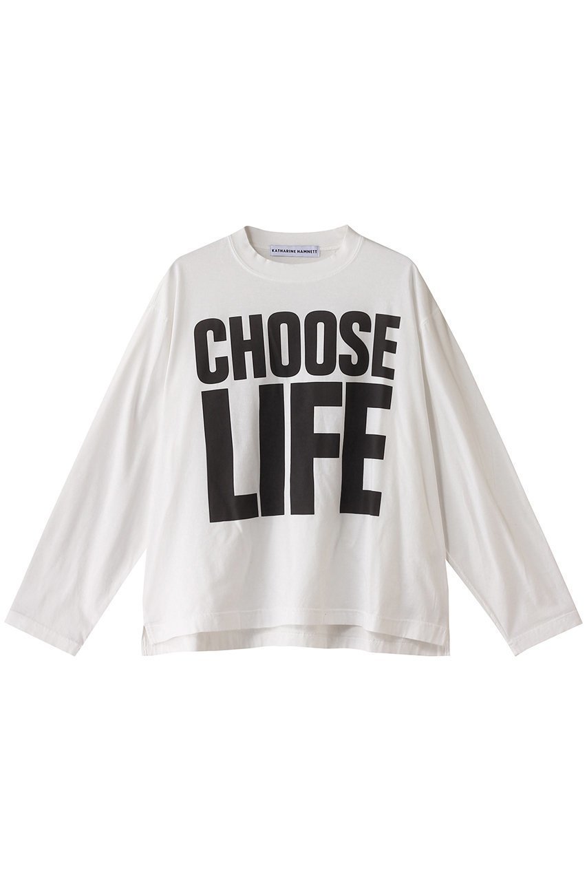 【サードマガジン/THIRD MAGAZINE】の【別注】KATHARINE HAMMETT×THIRD MAGAZINE カットソー インテリア・キッズ・メンズ・レディースファッション・服の通販 founy(ファニー) 　ファッション　Fashion　レディースファッション　Fashion for Women　トップス・カットソー　Cut & Sew Tops　シャツ・ブラウス・オフィスカジュアル　Elegant Blouses & Button-Ups　ロングTシャツ・Tシャツ　Longline T-Shirts & Tees　カットソー・ベーシックTシャツ　Cut-and-Sewn Tops / Stretch Tees & Basics　インナー　Innerwear　カットソー　Cut and Sewn Top　スリーブ　Sleeve, Long Sleeve / Short Sleeve　プリント　Print, Printed Pattern　ロング　Long, Long-Length　別注　Limited Edition, Custom Order　ホワイト|ID: prp329100004234494 ipo3291000000035693032