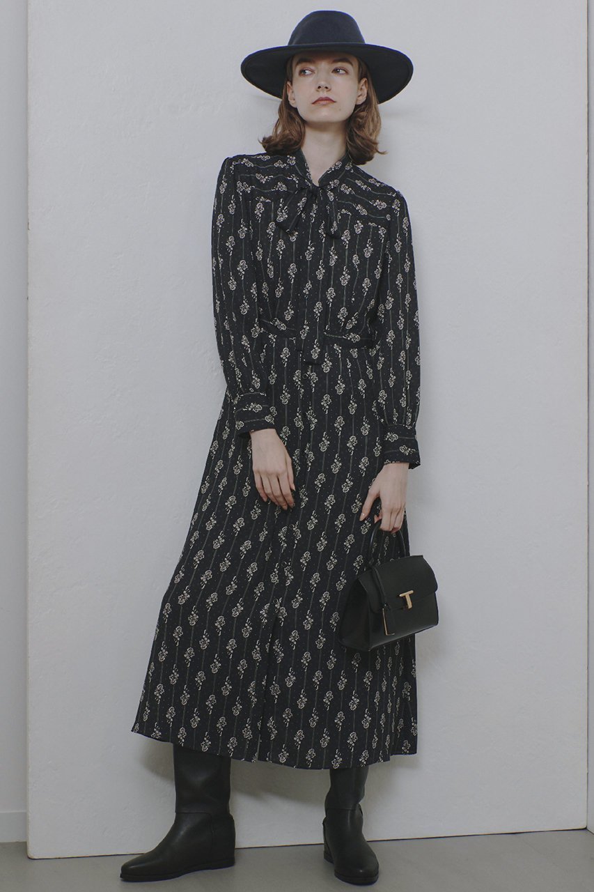 【アルアバイル/allureville】のプチフルールプリントワンピース 人気、トレンドファッション・服の通販 founy(ファニー) 　ファッション　Fashion　レディースファッション　Fashion for Women　ワンピース　Dresses　チュニック　Tunic Tops & Dresses　イエロー　Yellow　ジャケット　Jacket, Outerwear　ストライプ　Stripe, Striped Pattern　チュニック　Tunic, Long Top　フランス　France, French　ブロッキング　Color Blocking, Panel Design　プリント　Print, Printed Pattern　ロング　Long, Long-Length　エレガント 上品　Elegant　other-8|ID: prp329100004234501 ipo3291000000032865601