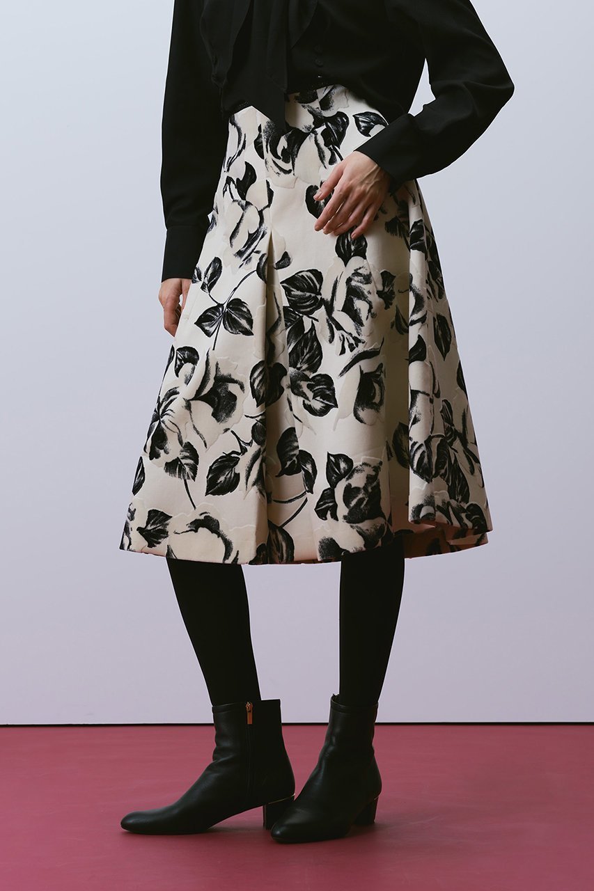 【アルアバイル/allureville】のモノフロッキータックフレアスカート 人気、トレンドファッション・服の通販 founy(ファニー) 　ファッション　Fashion　レディースファッション　Fashion for Women　スカート　Skirts　Aライン・フレアスカート　A-Line & Flared Skirts　イタリア　Italy　チュール　Tulip, Tulip Motif　ホリデーシーズン　Holiday Season　リーフ　Leaf, Botanical Leaf　エレガント 上品　Elegant　other-5|ID: prp329100004234502 ipo3291000000032848872