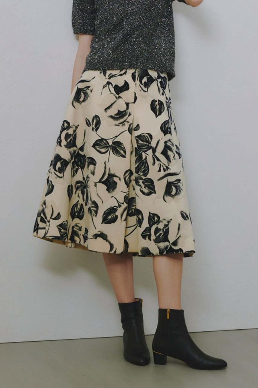 【アルアバイル/allureville】のモノフロッキータックフレアスカート 人気、トレンドファッション・服の通販 founy(ファニー) 　ファッション　Fashion　レディースファッション　Fashion for Women　スカート　Skirts　Aライン・フレアスカート　A-Line & Flared Skirts　イタリア　Italy　チュール　Tulip, Tulip Motif　ホリデーシーズン　Holiday Season　リーフ　Leaf, Botanical Leaf　エレガント 上品　Elegant　other-7|ID: prp329100004234502 ipo3291000000032848882