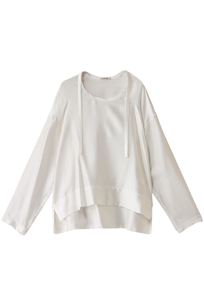 【ブラミンク/BLAMINK】の【BLMK】シルク インティメイト ブラウス インテリア・キッズ・メンズ・レディースファッション・服の通販 founy(ファニー) 　ファッション　Fashion　レディースファッション　Fashion for Women　トップス・カットソー　Cut & Sew Tops　シャツ・ブラウス・オフィスカジュアル　Elegant Blouses & Button-Ups　シルク　Silk, 100% Silk　シンプル　Simple, Minimal　スリーブ　Sleeve, Long Sleeve / Short Sleeve　ベーシック　Basic, Essential　リラックス　Relax, Relaxed Fit　ロング　Long, Long-Length　定番　Standard, Basic Item　ホワイト|ID: prp329100004236135 ipo3291000000035489438
