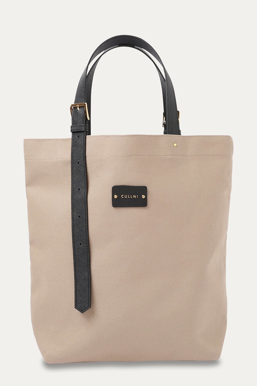 【クルニ/CULLNI】の【UNISEX】Leather Belt ハンドル&Canvas Eco トートバッグ インテリア・キッズ・メンズ・レディースファッション・服の通販 founy(ファニー) 　ファッション　Fashion　レディースファッション　Fashion for Women　バッグ　Bags　ユニセックス　Unisex, Genderless　シンプル　Simple, Minimal　スタイリッシュ　Stylish, Fashionable　パッチ　Patch, Appliqué　ポケット　Pocket, Pocket Detail　グレージュ|ID: prp329100004238274 ipo3291000000033138815